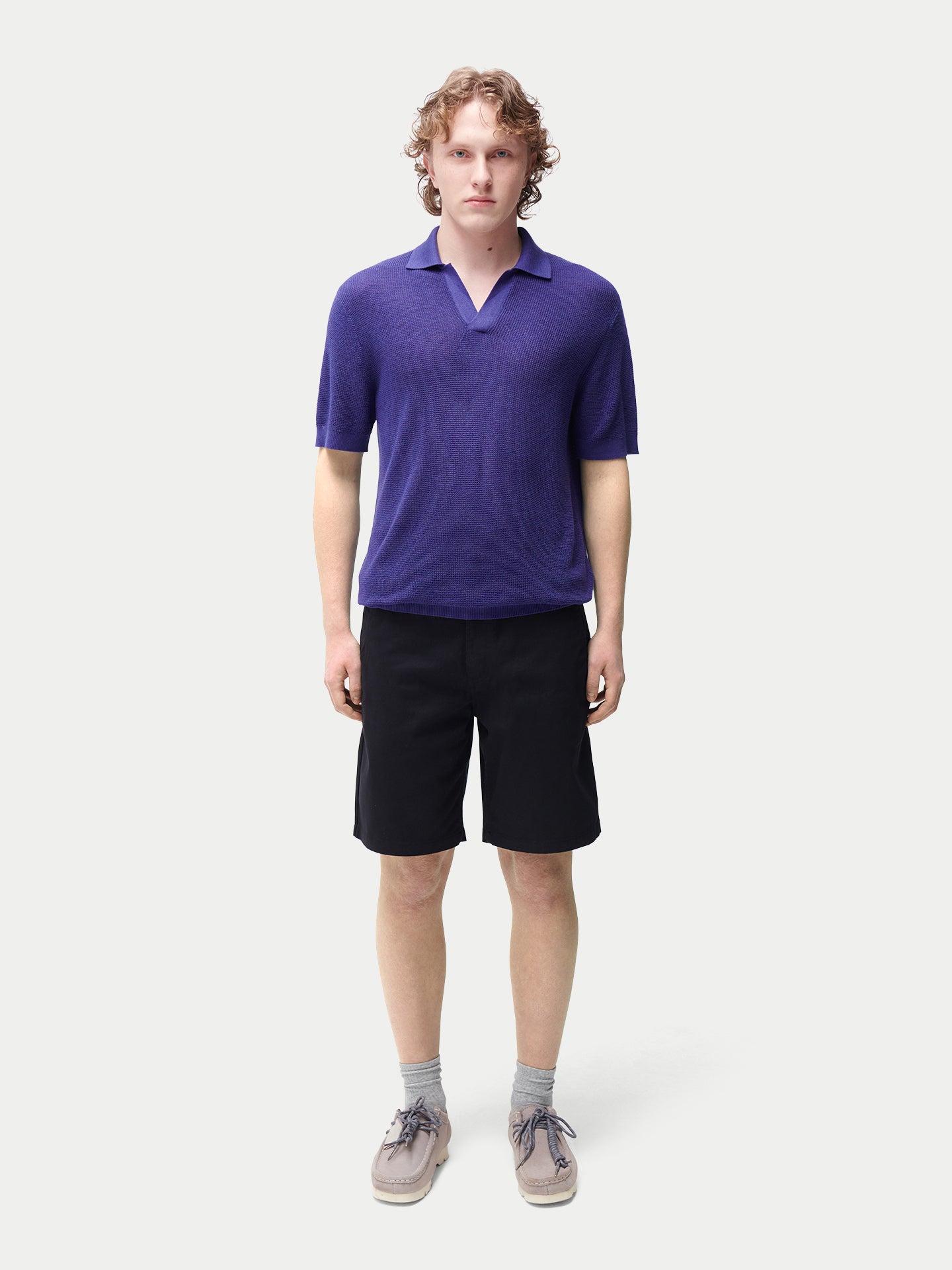 Poloshirt mit offenem Kragen aus Kaschmir-Seide