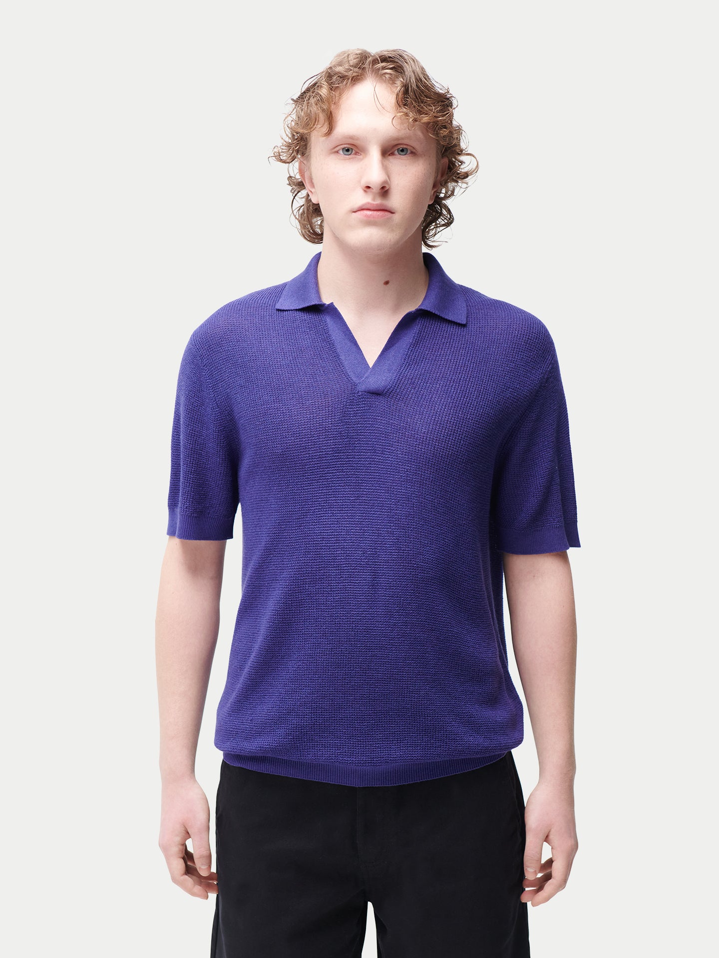 Poloshirt mit offenem Kragen aus Kaschmir-Seide