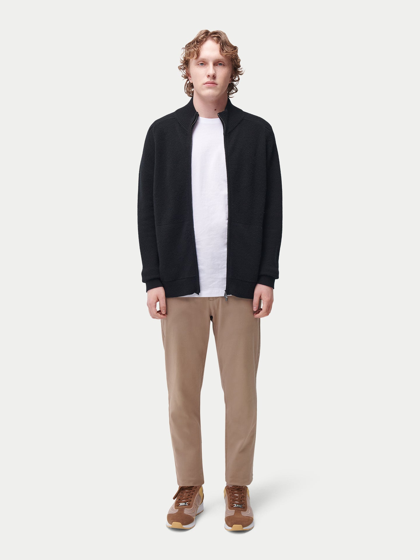 Kaschmir Strickjacke mit hohem Kragen und Reißverschluss