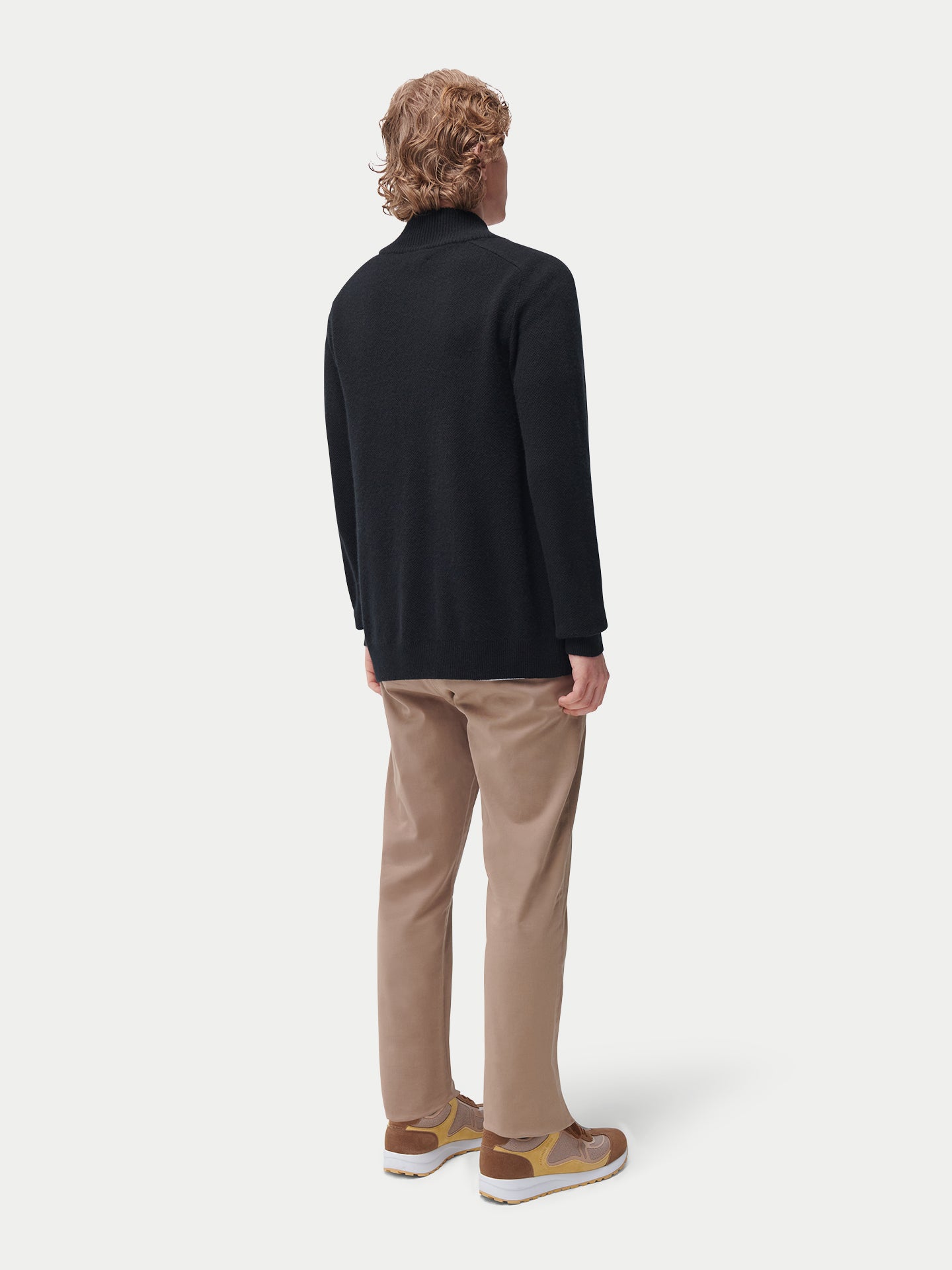 Kaschmir Strickjacke mit hohem Kragen und Reißverschluss