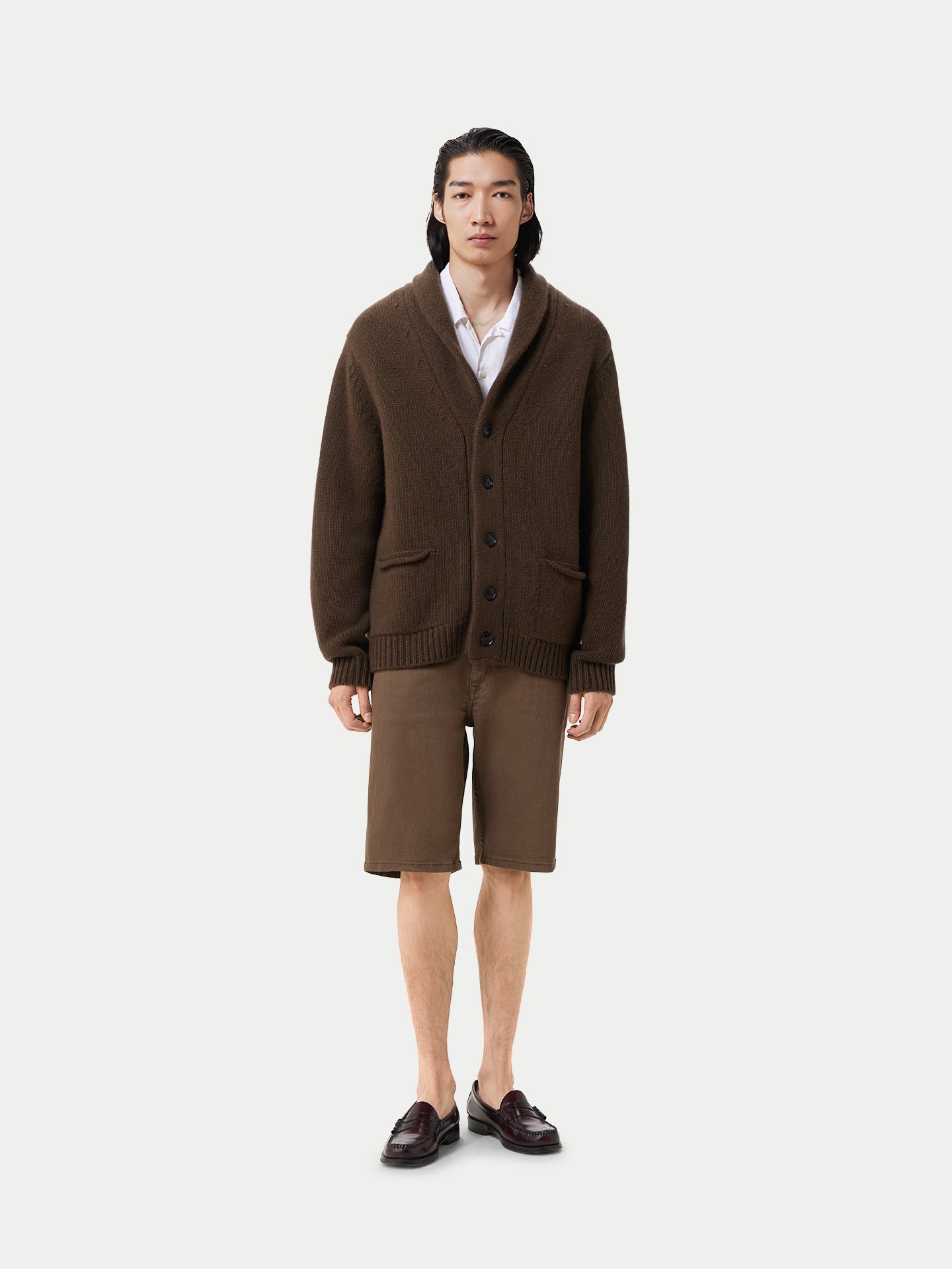 Kaschmir Strickjacke mit Schalkragen