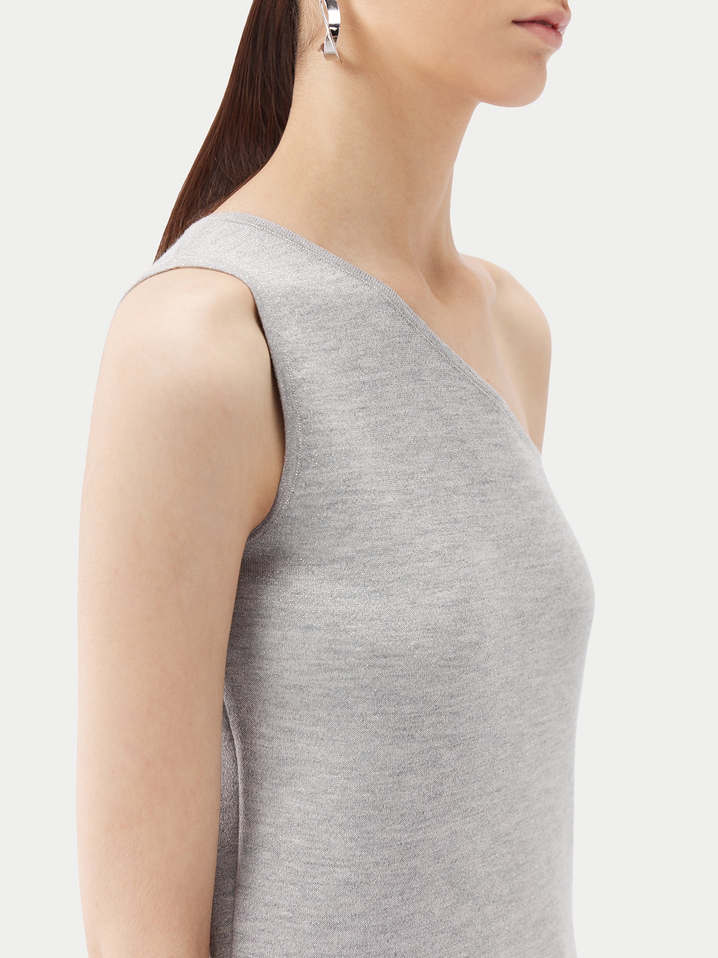 Top mit Ein-Schulter Ausschnitt aus Kaschmir-Seide