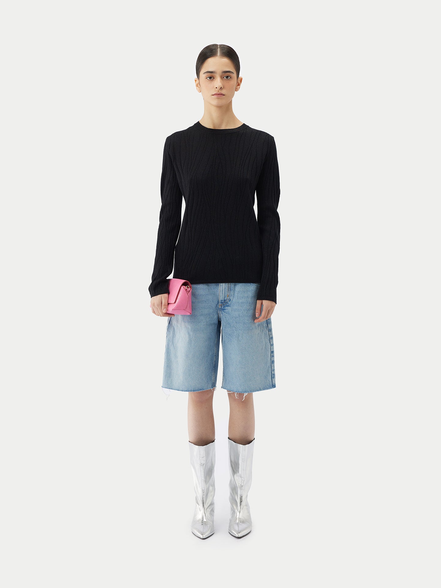 Pullover mit Silberfäden aus Kaschmir-Seide