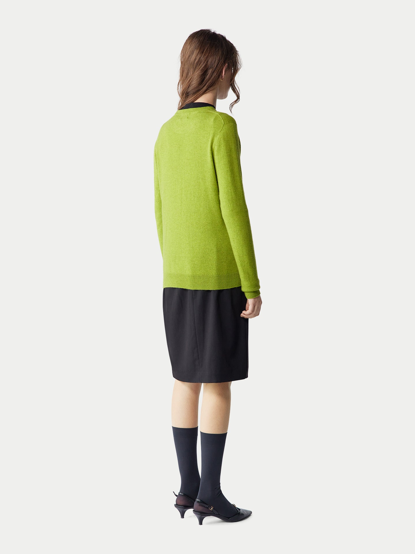 Basic R-Ausschnitt Kaschmirpullover