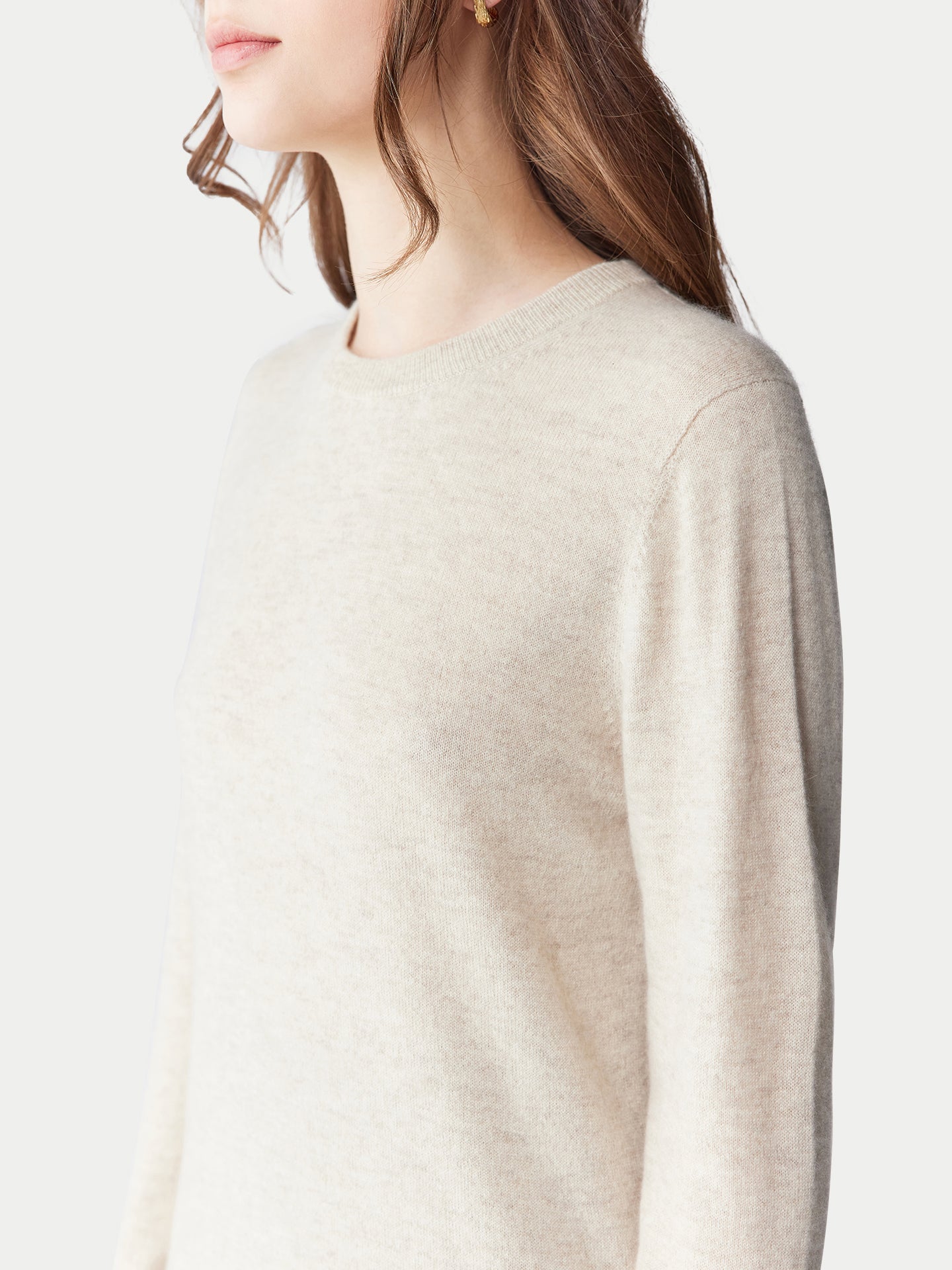 Basic R-Ausschnitt Kaschmirpullover