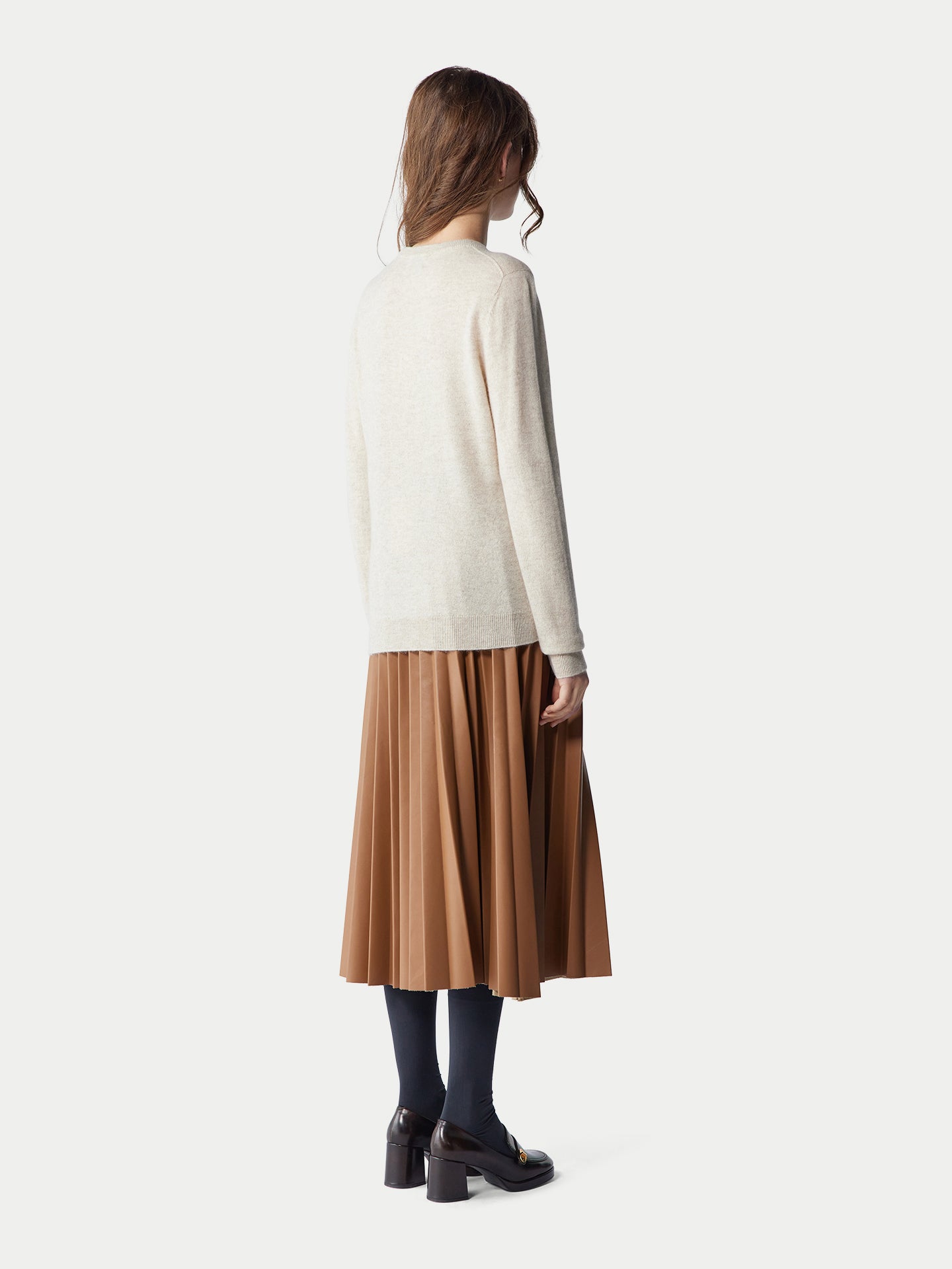 Basic R-Ausschnitt Kaschmirpullover