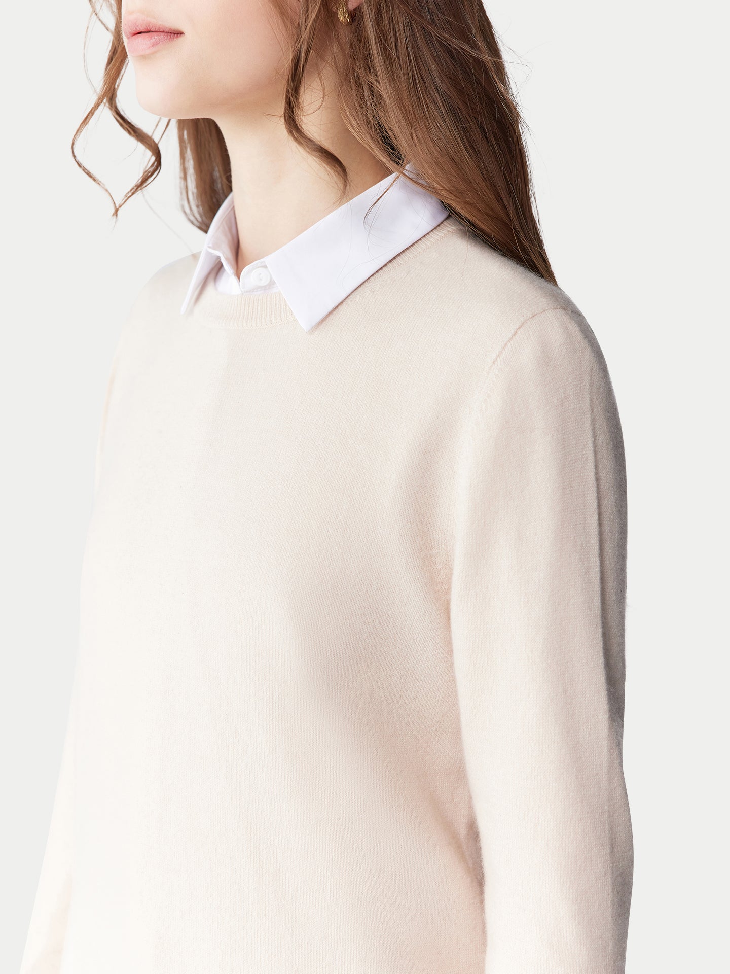 Basic R-Ausschnitt Kaschmirpullover