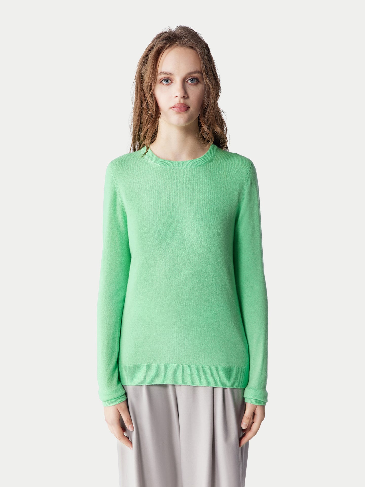 Basic R-Ausschnitt Kaschmirpullover