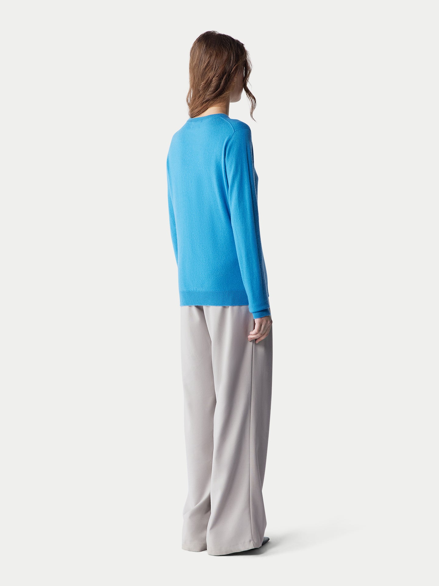 Basic R-Ausschnitt Kaschmirpullover