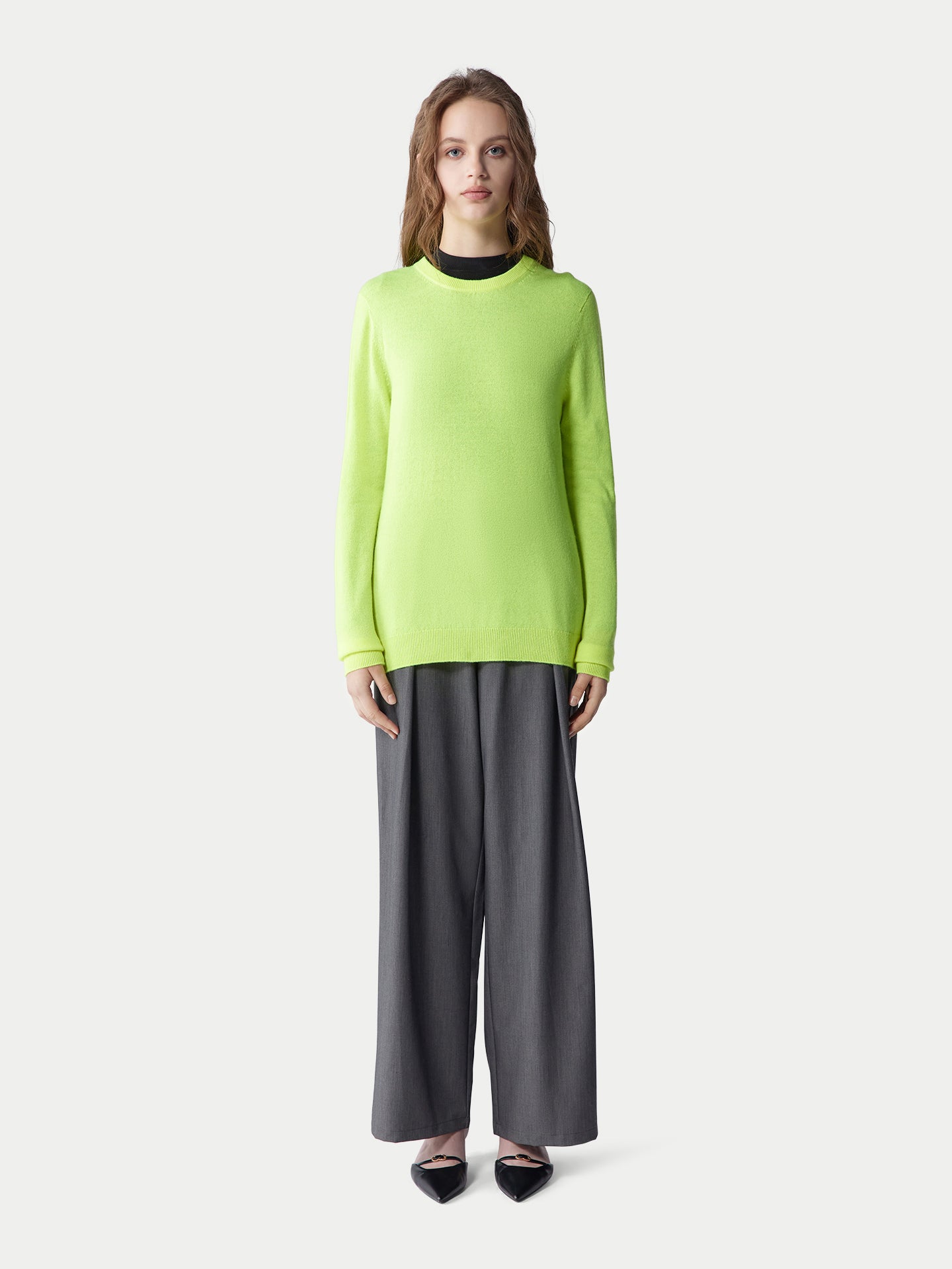 Basic R-Ausschnitt Kaschmirpullover