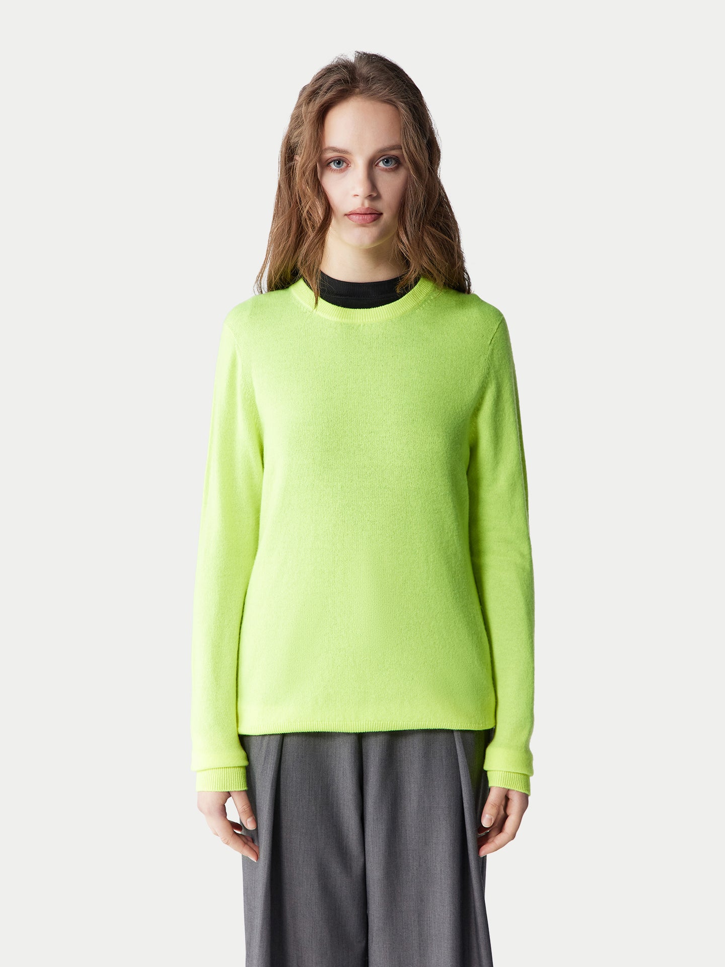 Basic R-Ausschnitt Kaschmirpullover