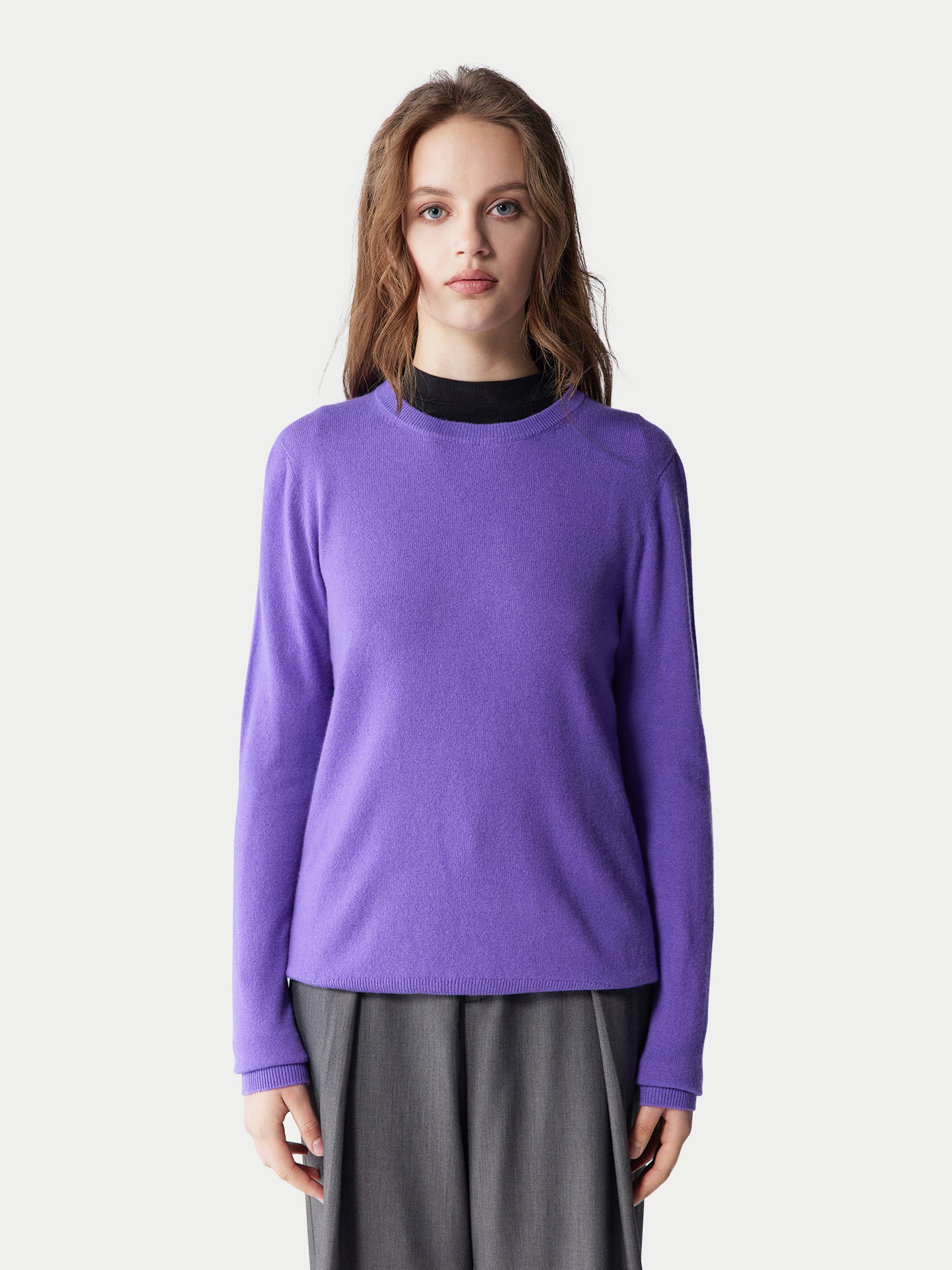 Basic R-Ausschnitt Kaschmirpullover