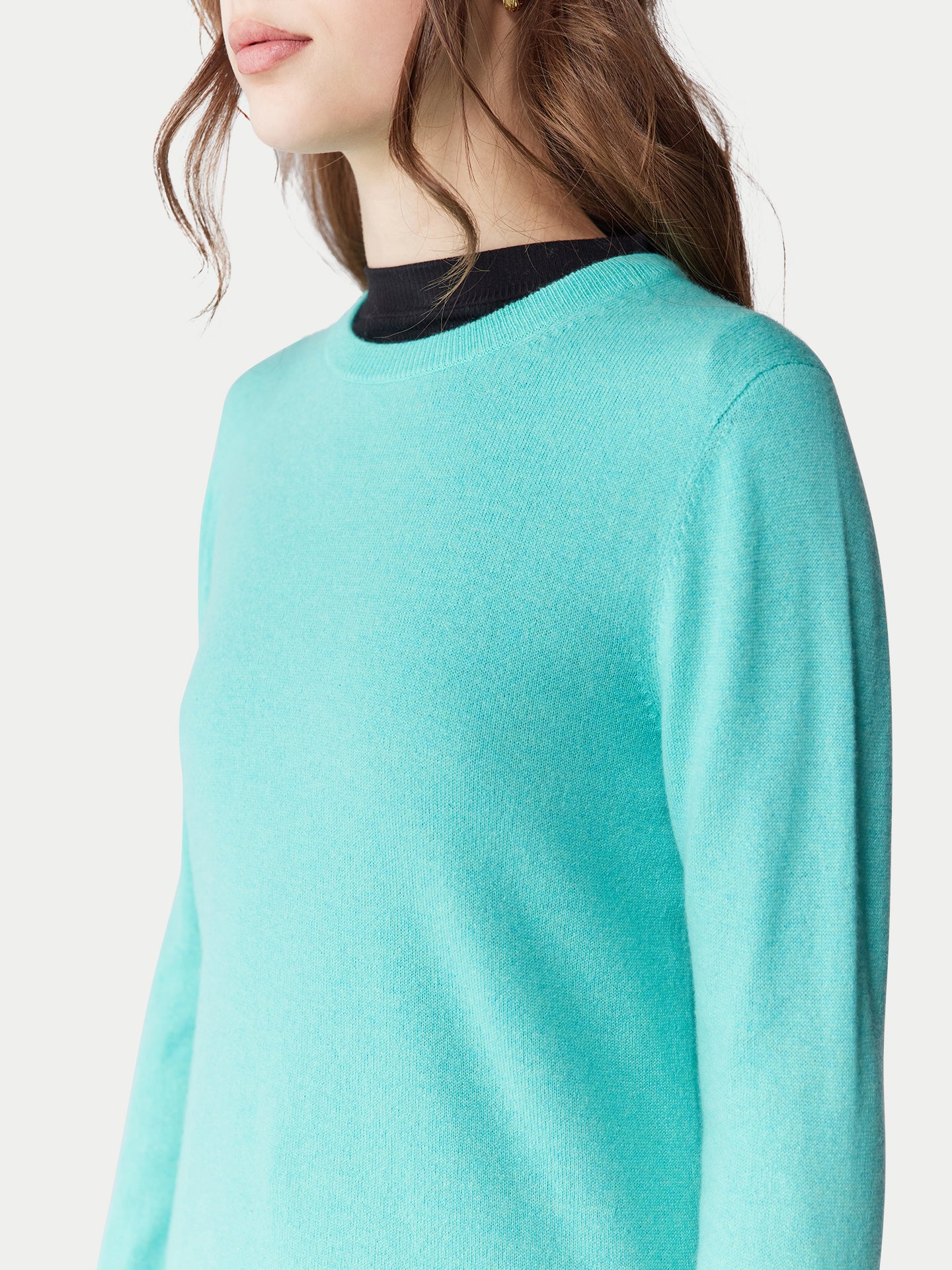 Basic R-Ausschnitt Kaschmirpullover