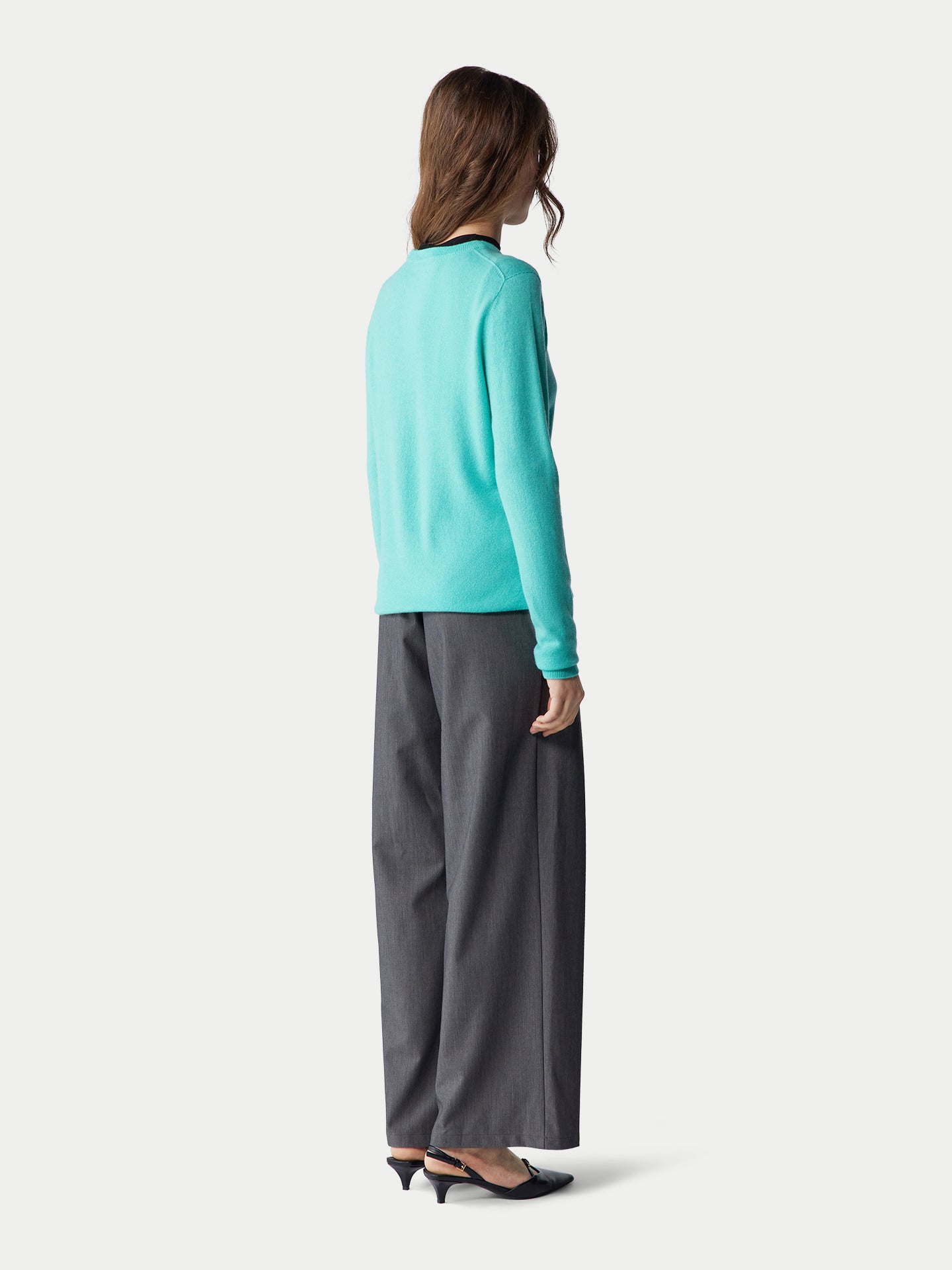 Basic R-Ausschnitt Kaschmirpullover