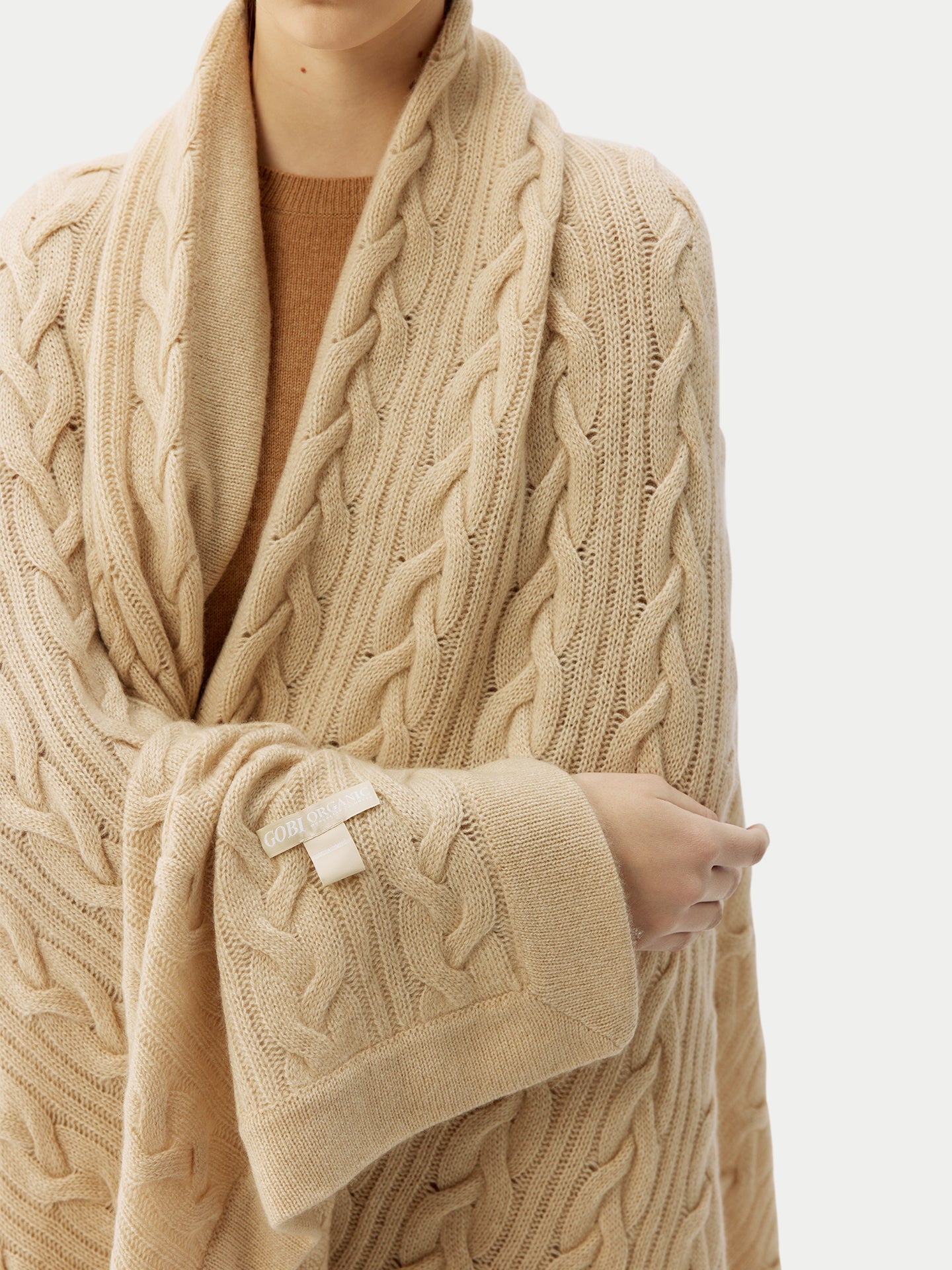Kaschmir Decke Mit Zopfmuster Weiß - Gobi Cashmere