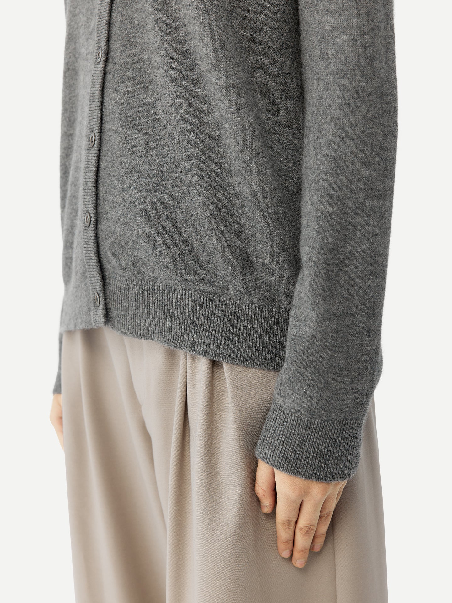 Basic V-Ausschnitt Kaschmirstrickjacke
