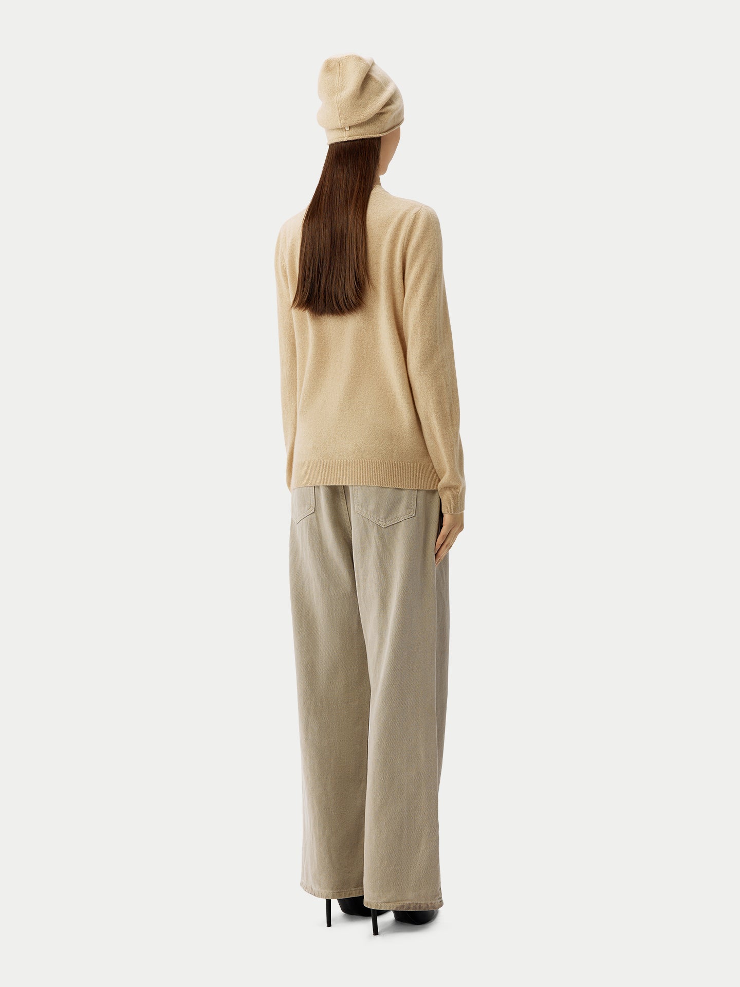 Naturfarbe 99€ Kaschmir-Set aus Pullover und Mütze