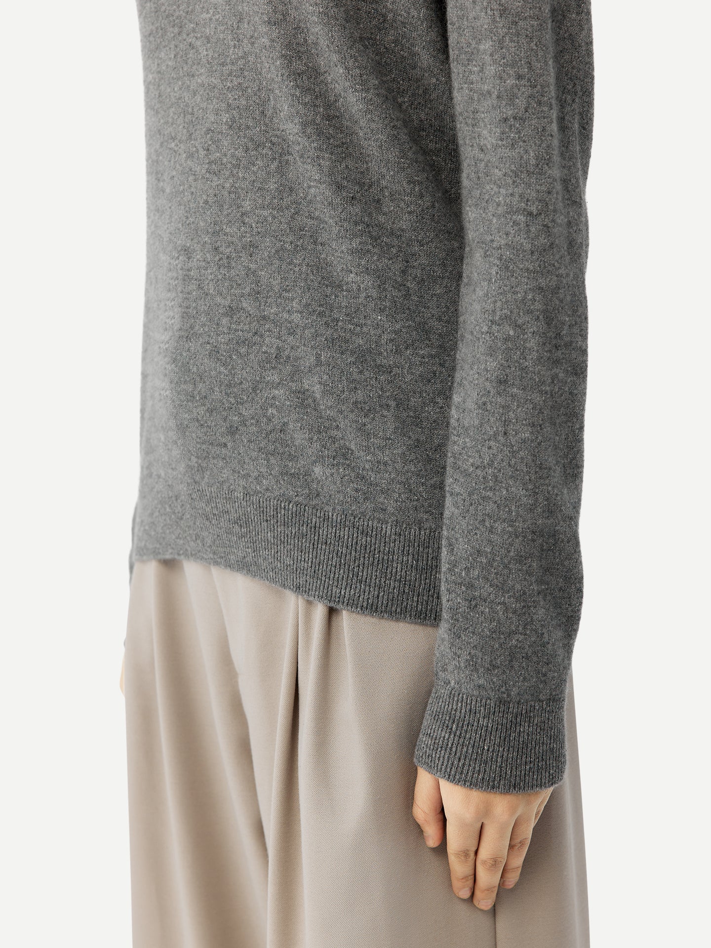 Basic V-Ausschnitt Kaschmirpullover