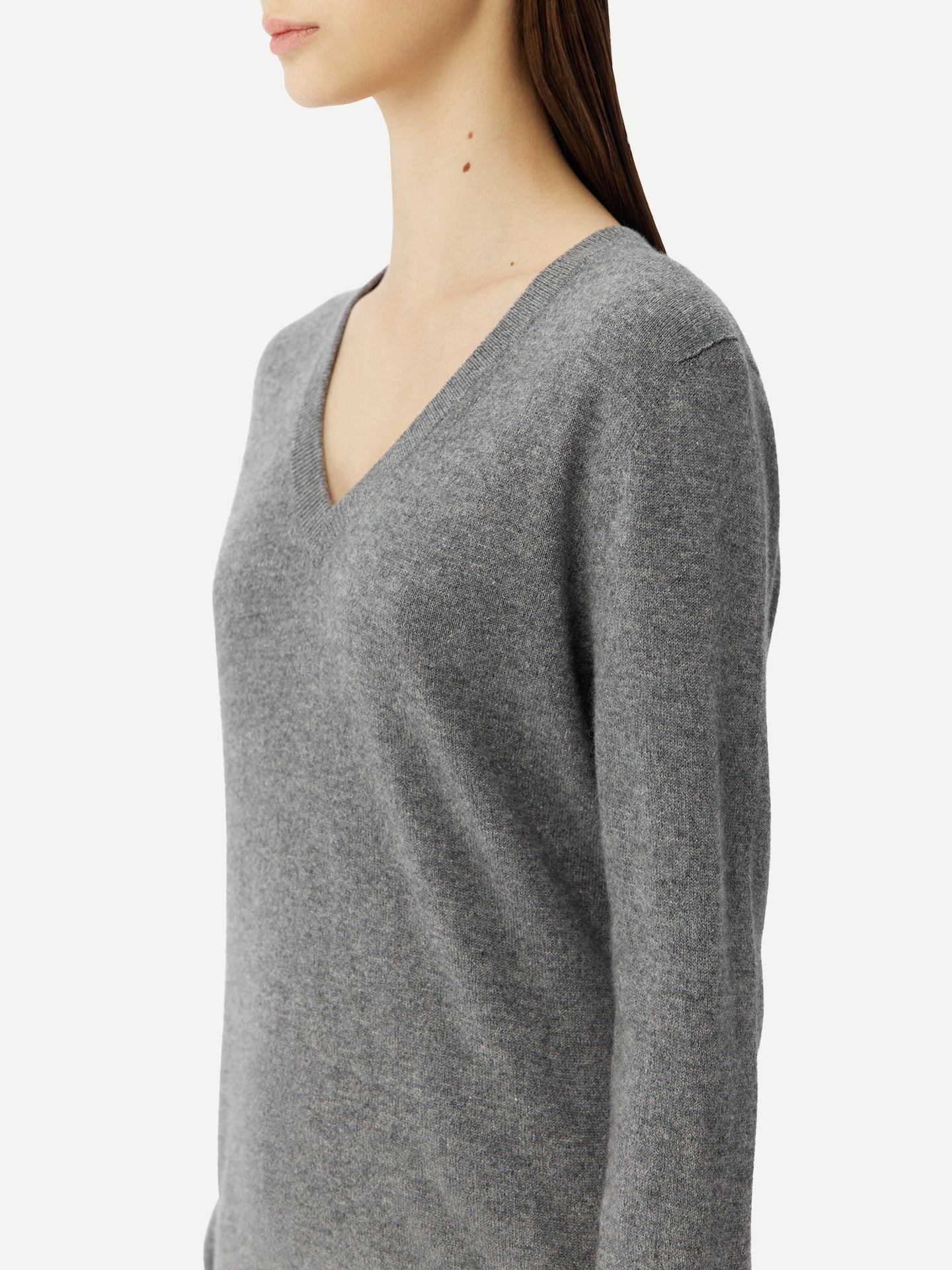 Basic V-Ausschnitt Kaschmirpullover