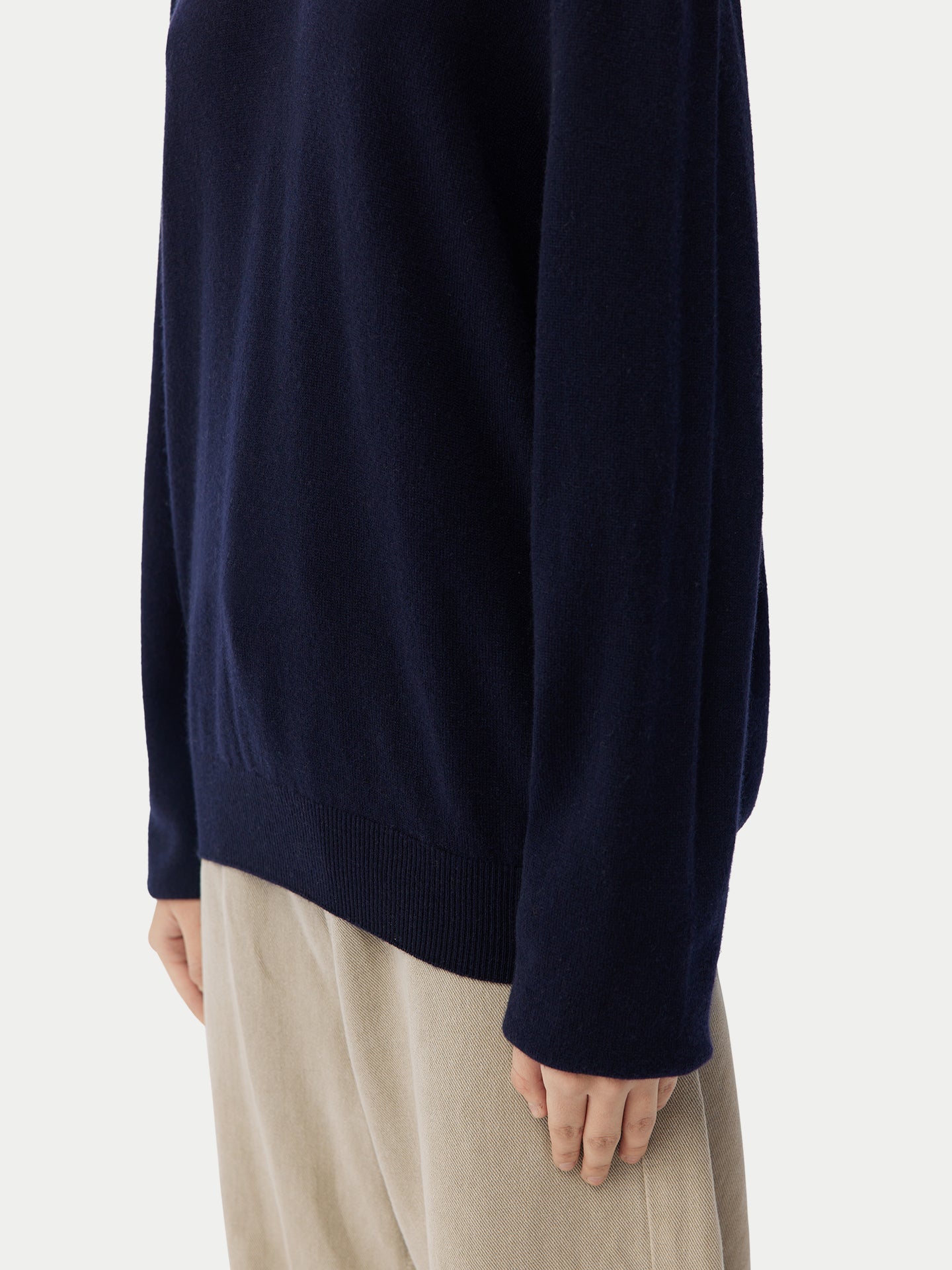 Basic V-Ausschnitt Kaschmirpullover