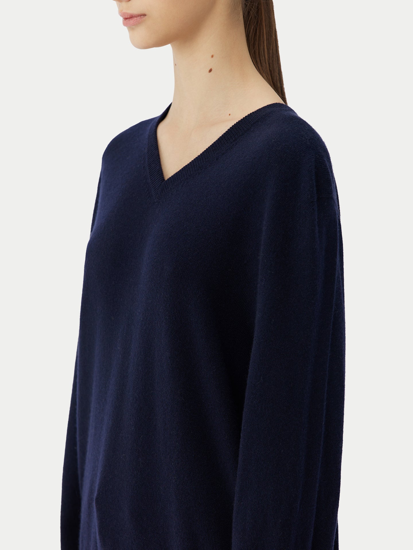 Basic V-Ausschnitt Kaschmirpullover