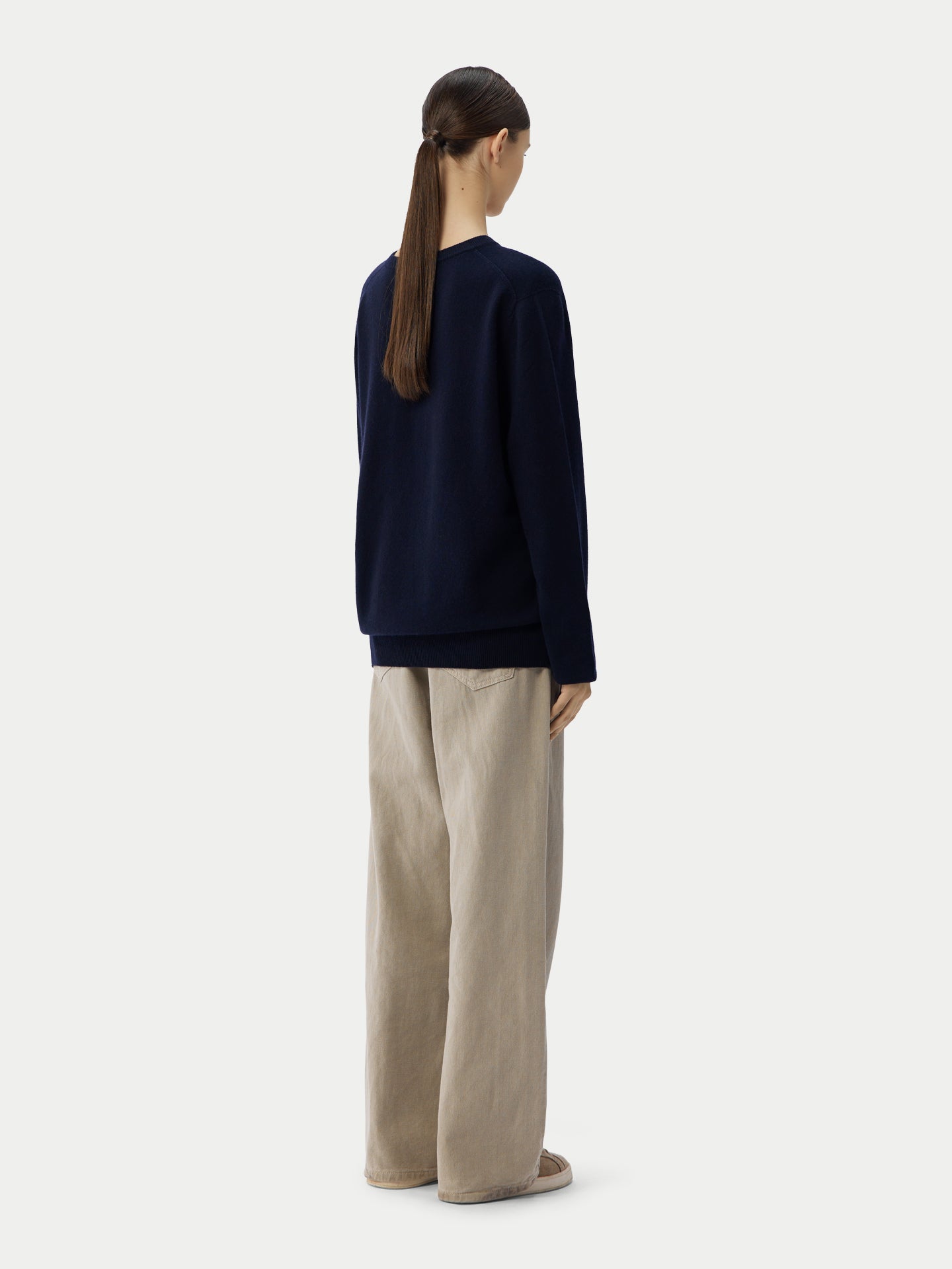 Basic V-Ausschnitt Kaschmirpullover