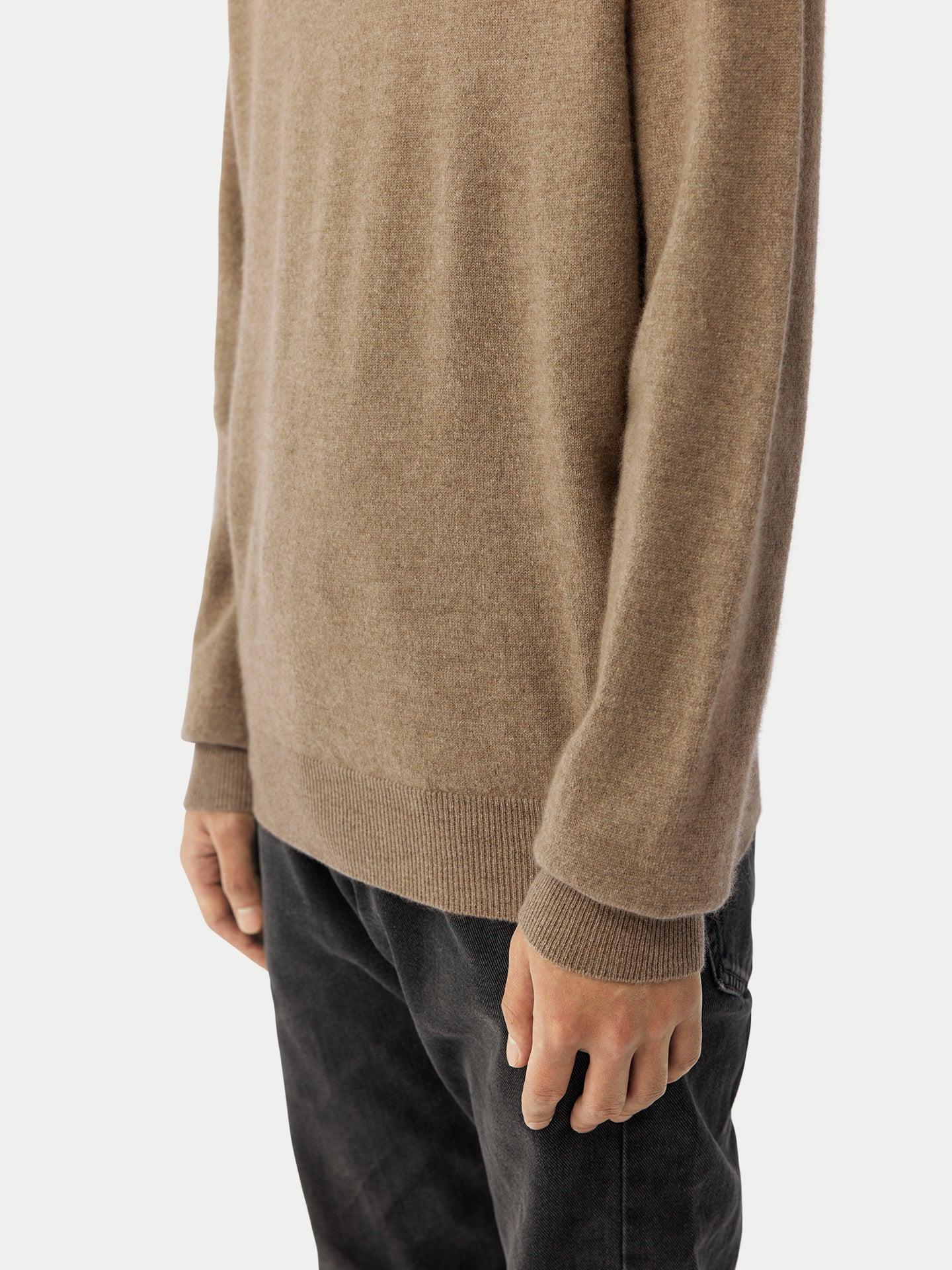 Naturfarbe Basic Stehkragenpullover aus Kaschmir