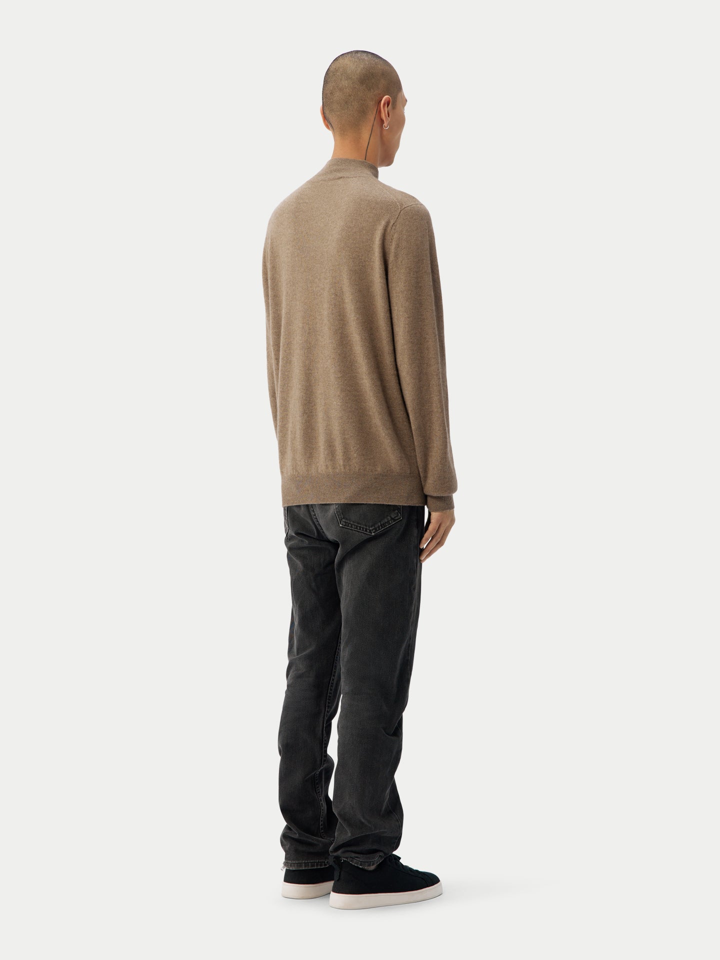 Naturfarbe Basic Stehkragenpullover aus Kaschmir