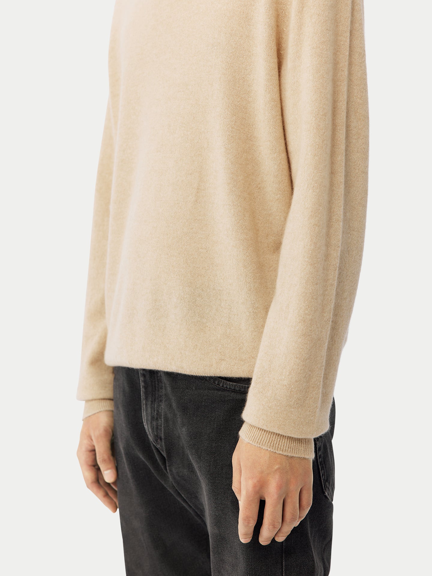 Naturfarbe Basic Kaschmir Rollkragenpullover