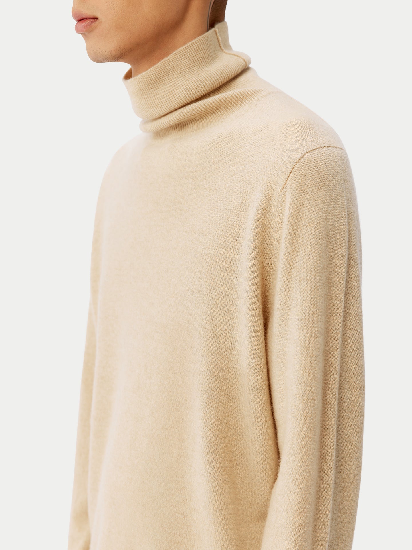 Naturfarbe Basic Kaschmir Rollkragenpullover