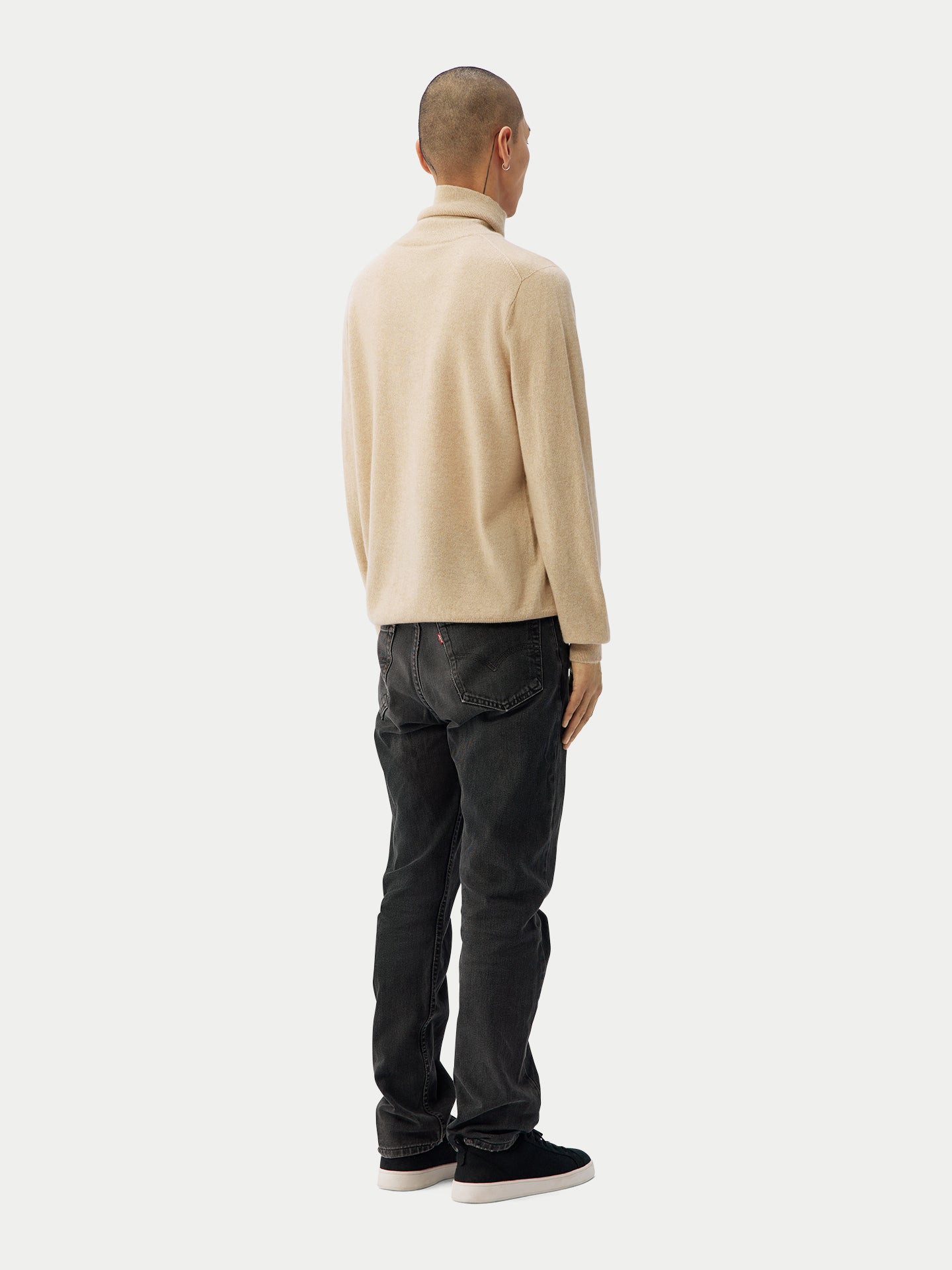 Naturfarbe Basic Kaschmir Rollkragenpullover