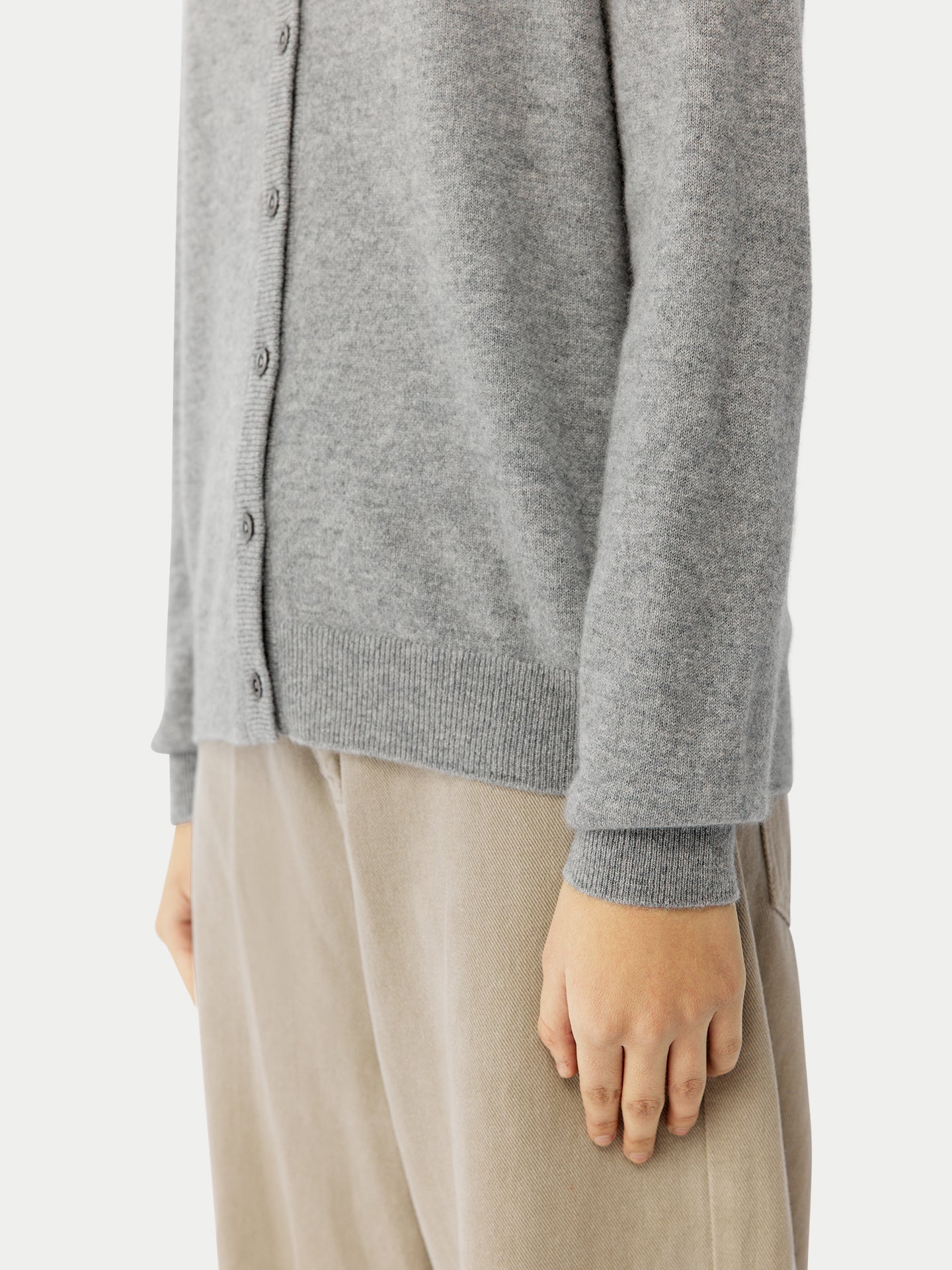 Basic V-Ausschnitt Kaschmirstrickjacke