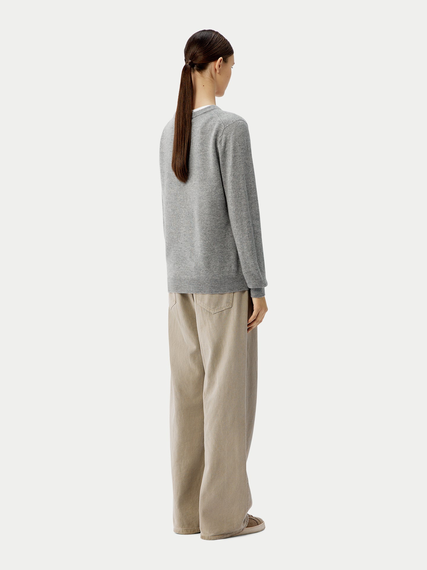 Basic V-Ausschnitt Kaschmirstrickjacke