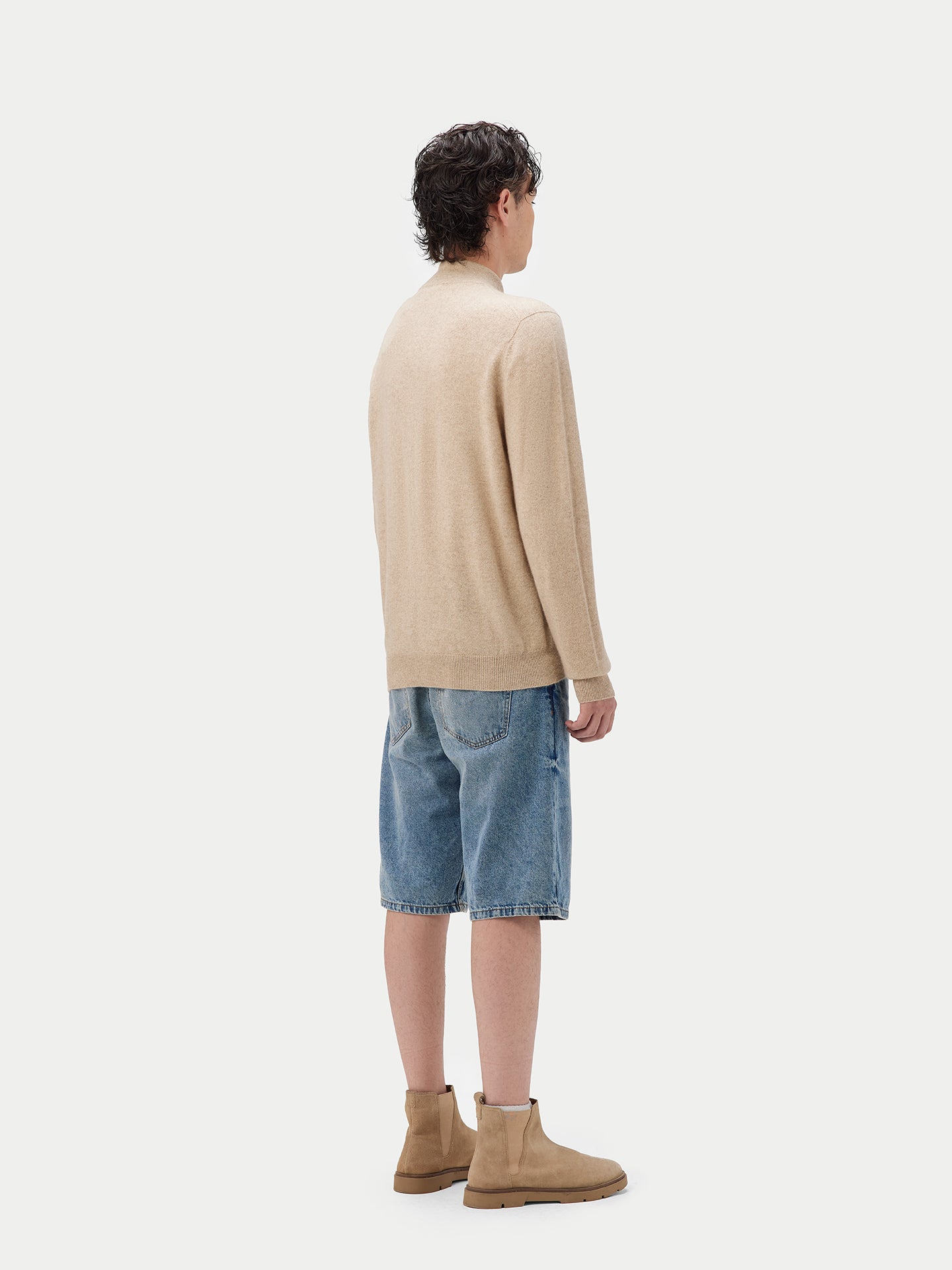 Basic Kaschmirstrickjacke mit Reißverschluss