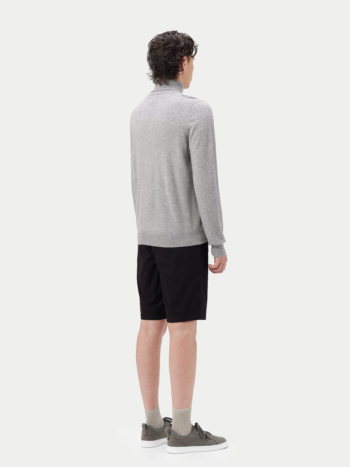 Herren Kaschmir Basic Rollkragenpullover Grau - Gobi Cashmere