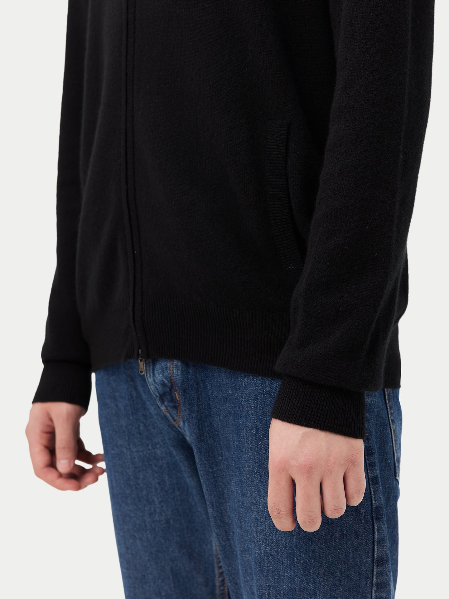 Herren Kaschmir Strickjacke Mit Reißverschluss Schwarz - Gobi Cashmere