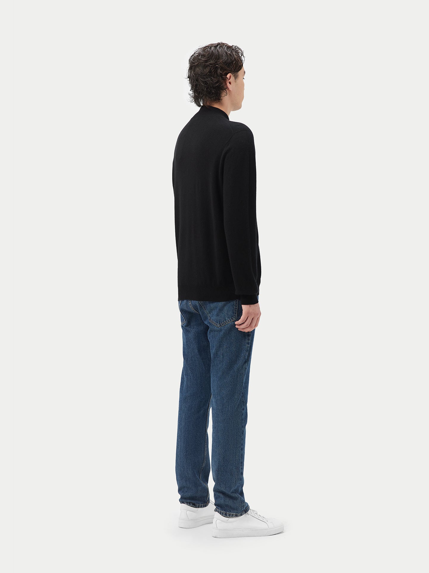 Herren Kaschmir Strickjacke Mit Reißverschluss Schwarz - Gobi Cashmere