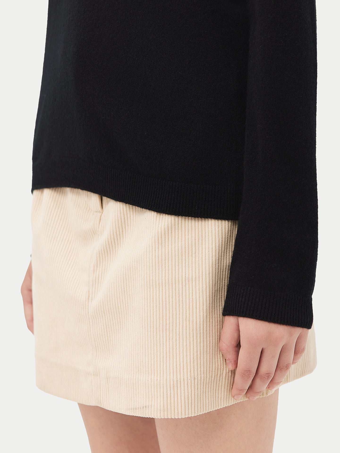 Damen Kaschmir Basic V-Ausschnitt Pullover Schwarz - Gobi Cashmere
