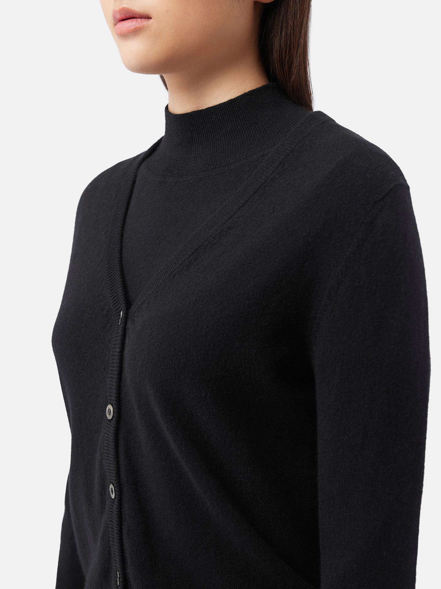 Basic V-Ausschnitt Kaschmirstrickjacke
