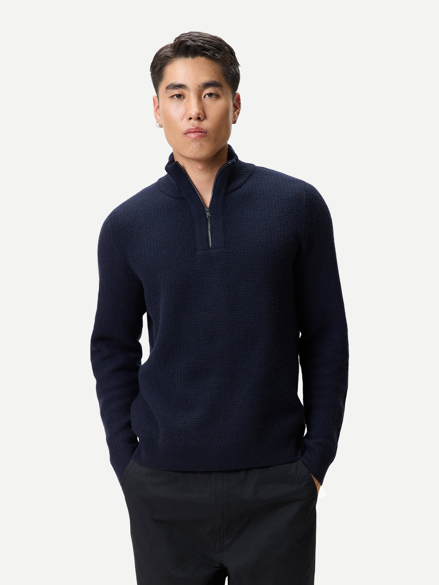 Herren Kaschmir-Pullover im Waffelstrick