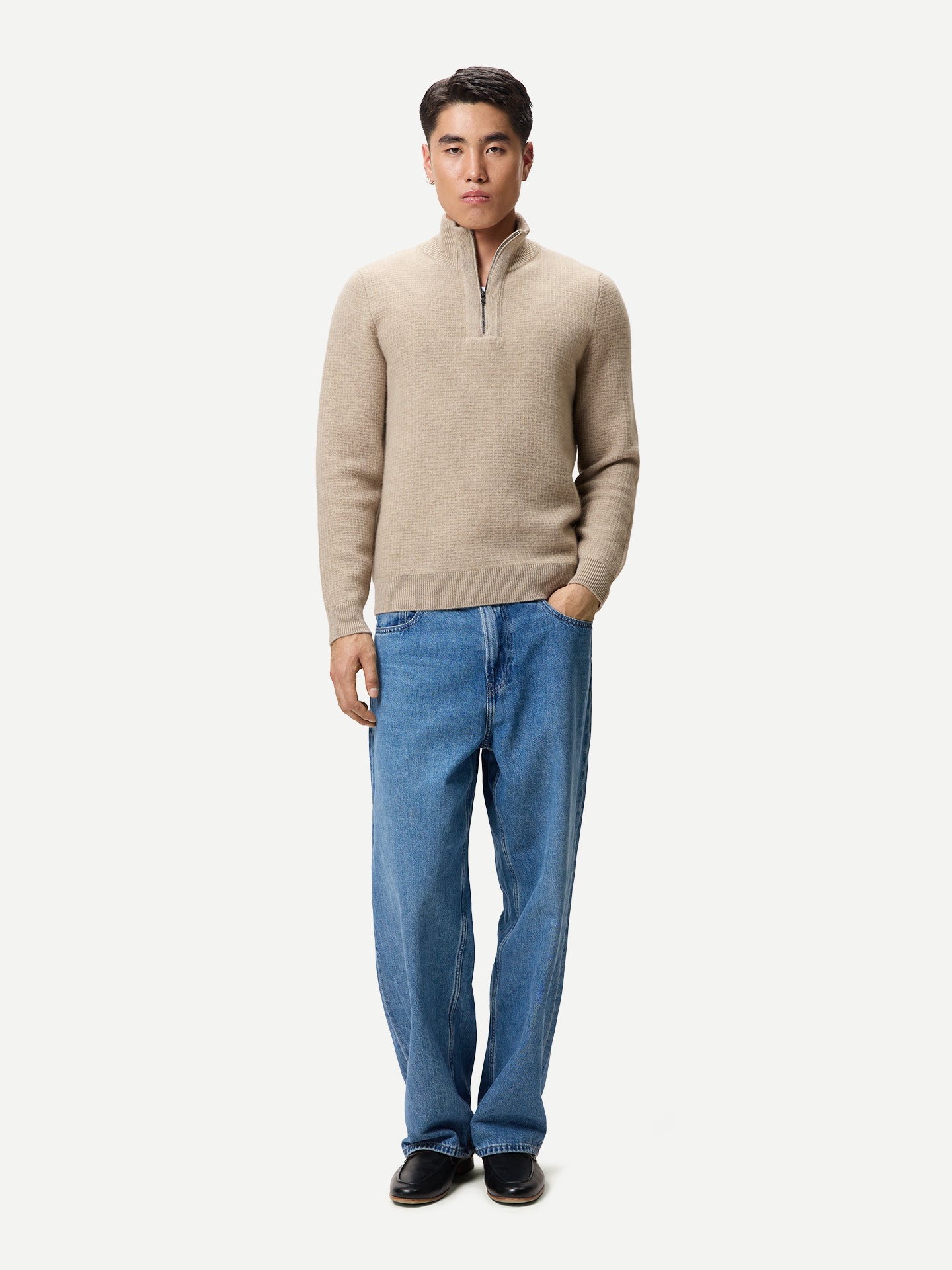 Herren Kaschmir-Pullover im Waffelstrick