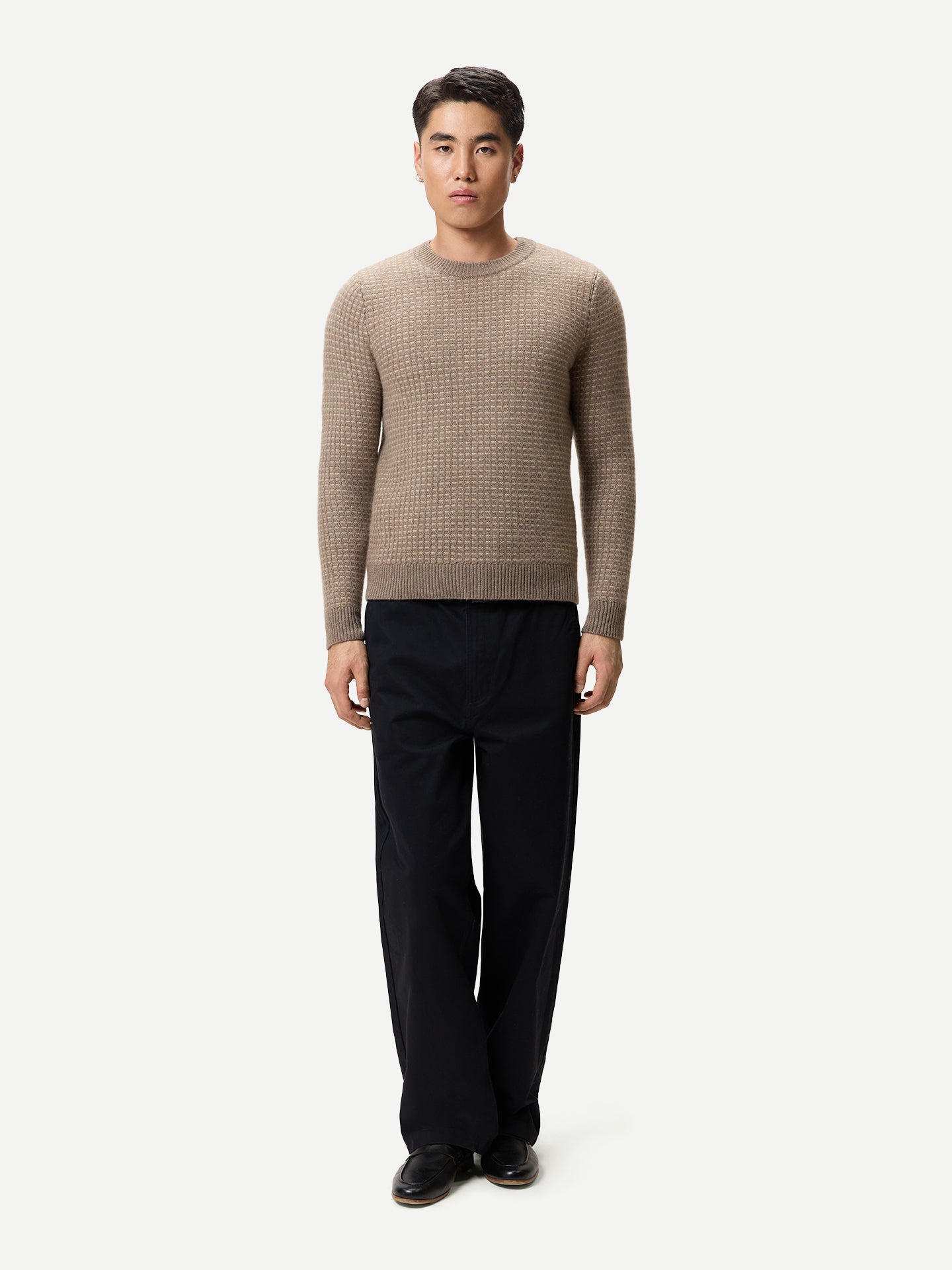 Herren Kaschmir-Pullover im Waffelstrick