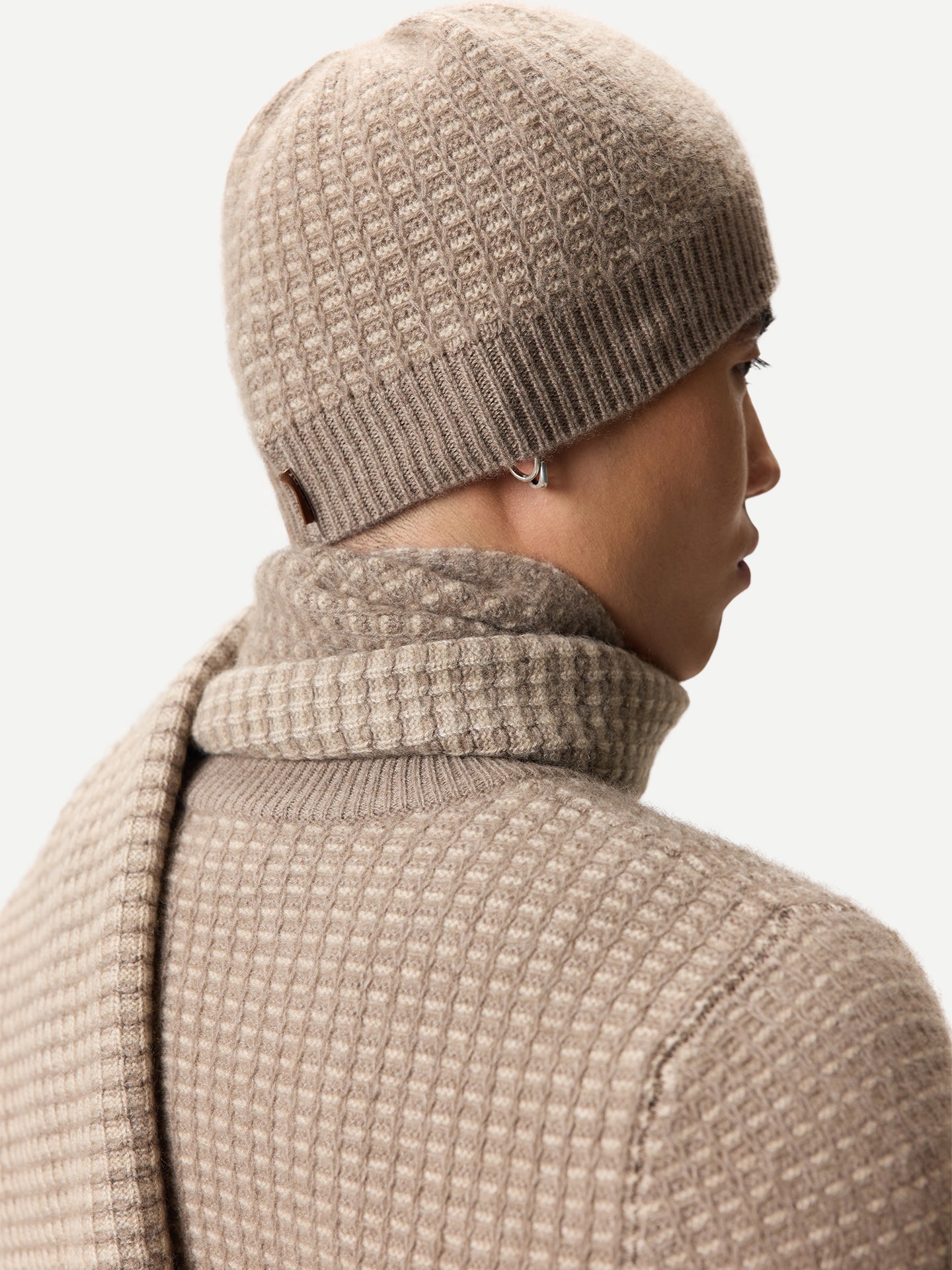 Waffelstrick Kaschmir-Mütze Taupe - Gobi Cashmere