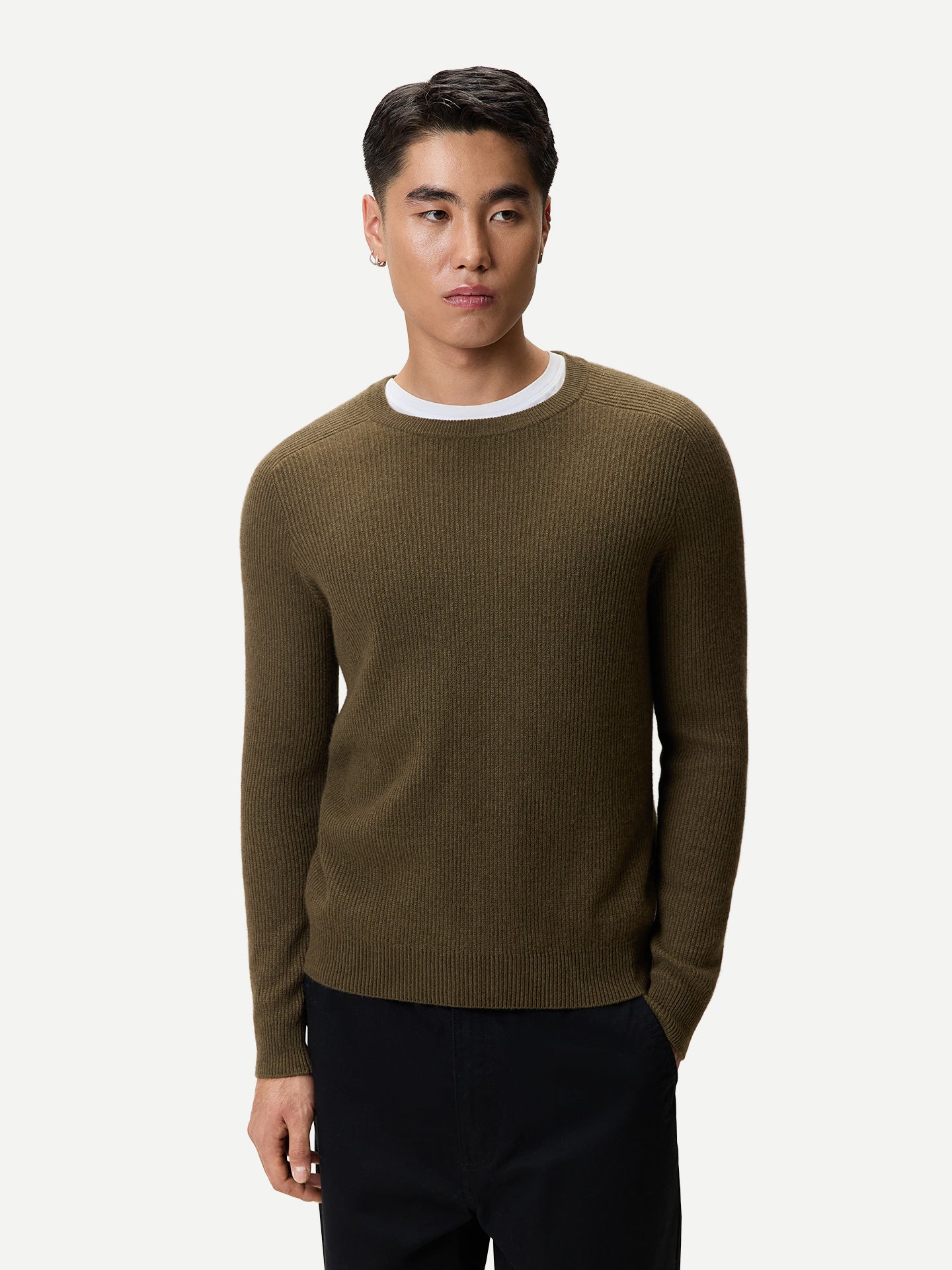 Herren Kaschmir-Pullover mit Rippenstrick