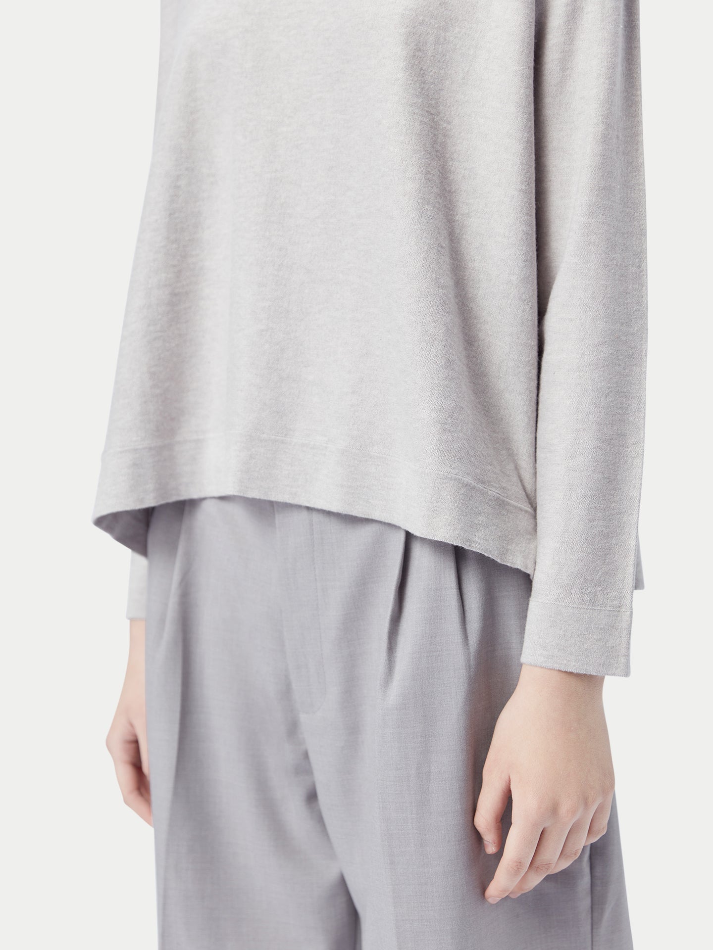 Pullover mit Bootsausschnitt aus Baumwoll-Seiden-Kaschmir-Mischung