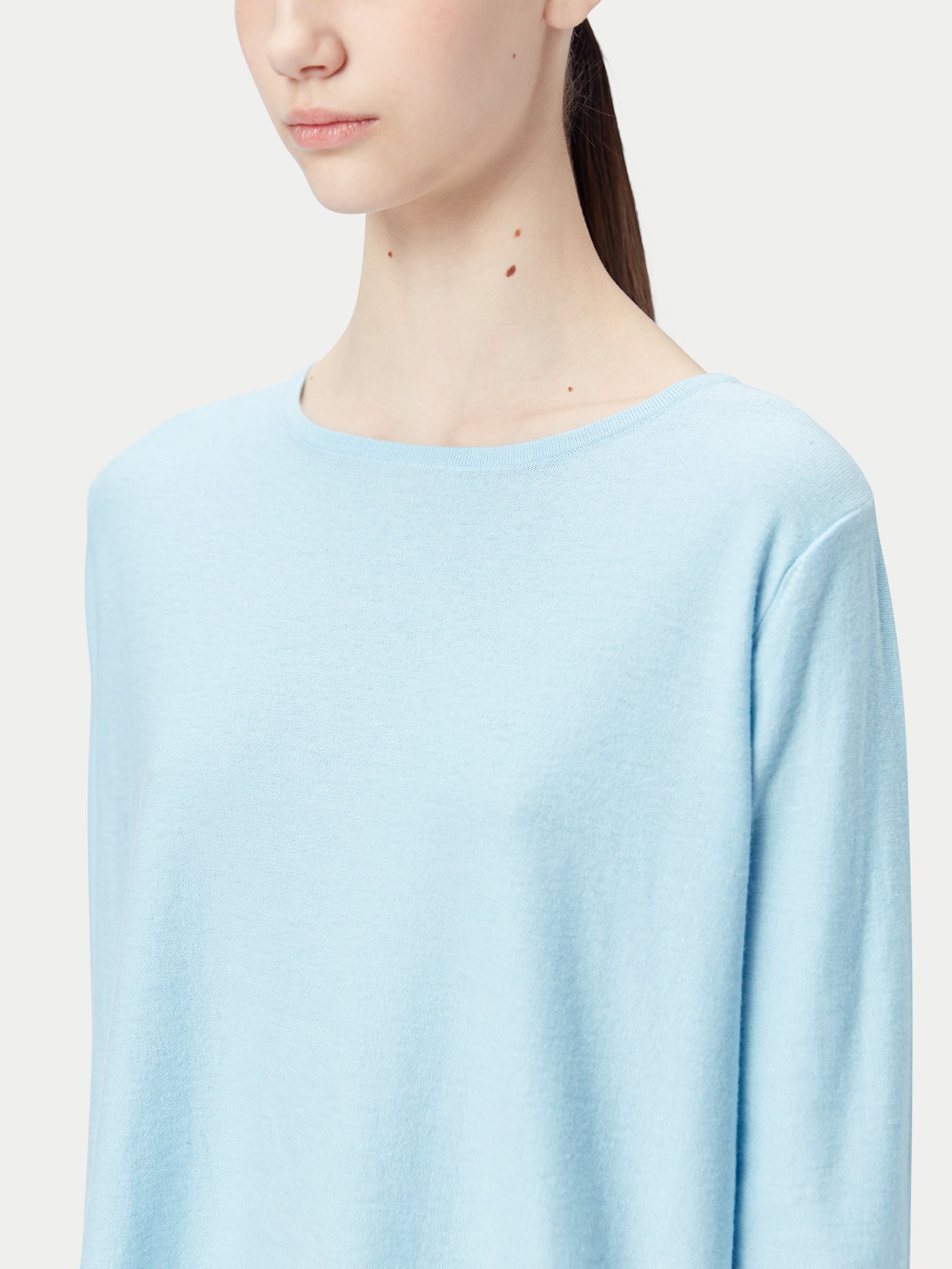 Pullover mit Bootsausschnitt aus Baumwoll-Seiden-Kaschmir-Mischung