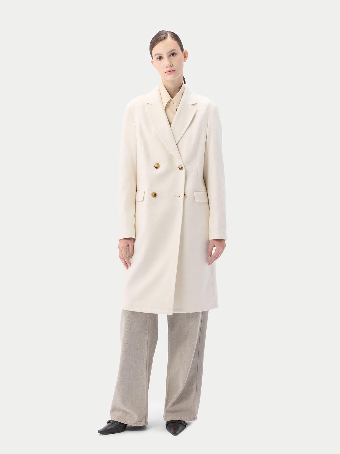 Kaschmir Mantel mit Kerbe am Revers