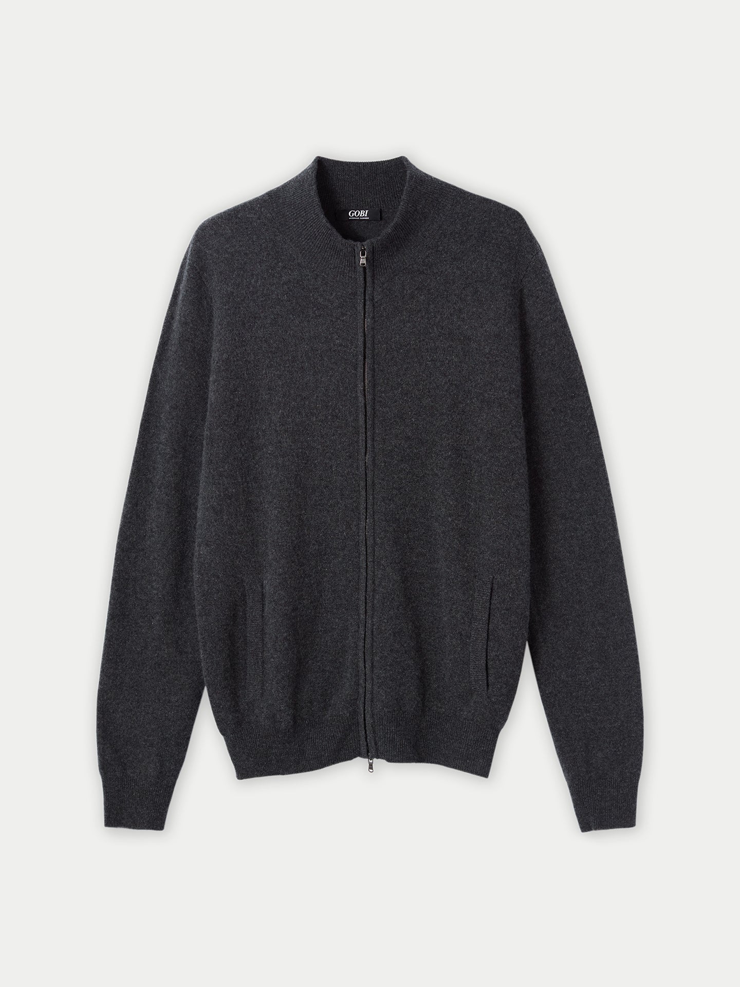 Herren Kaschmir Strickjacke Mit Reißverschluss Holzkohle - Gobi Cashmere