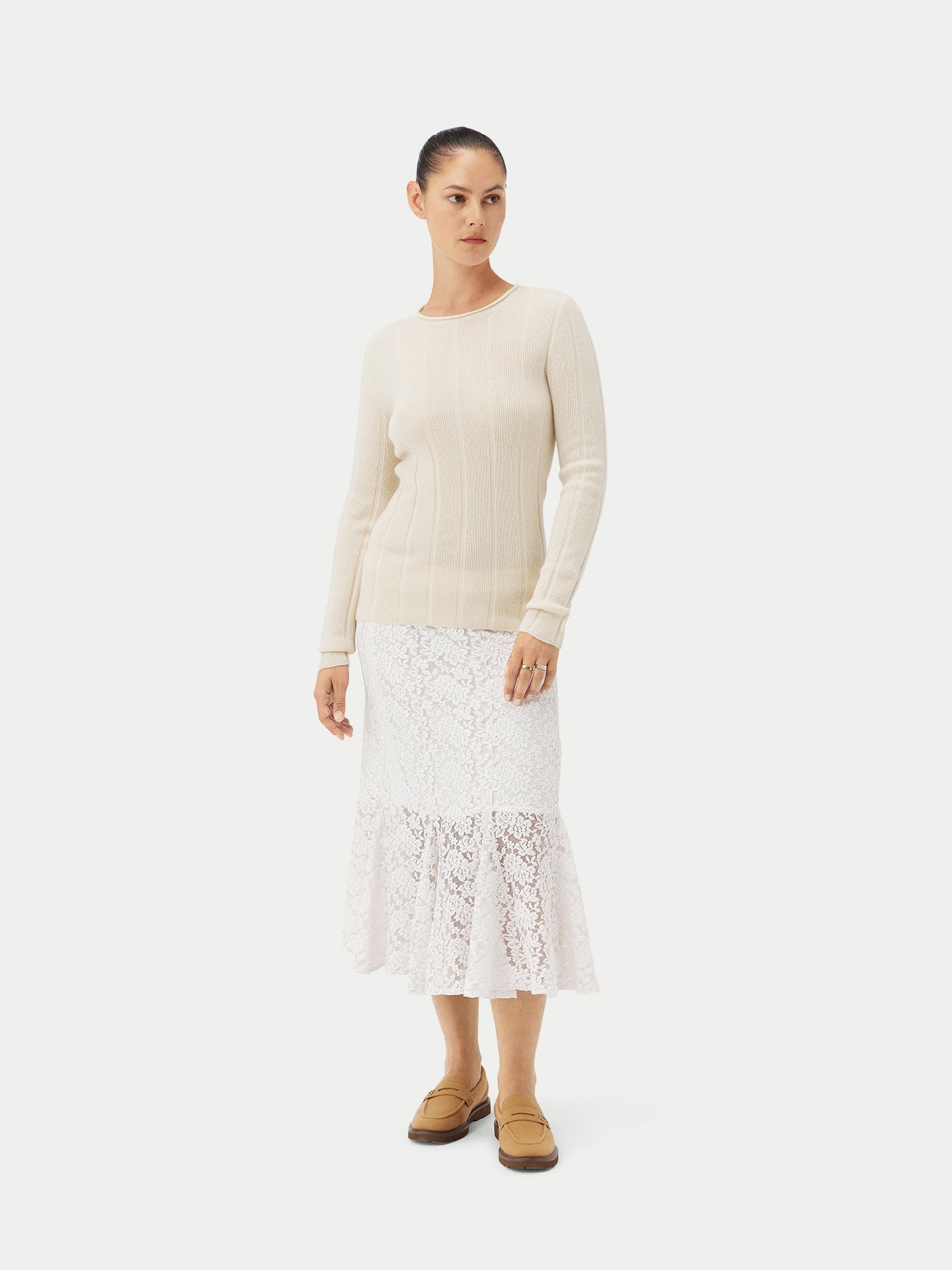 Kaschmir Pullover mit C-Ausschnitt