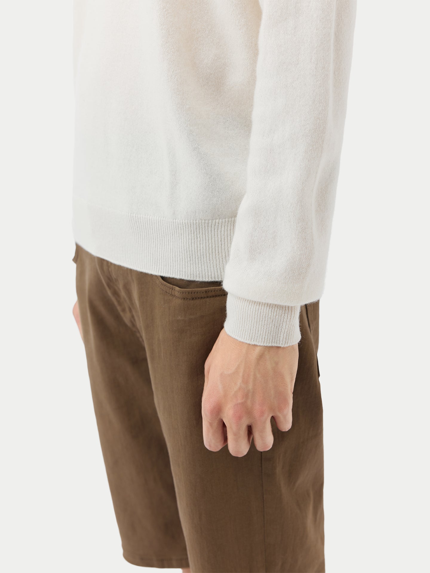 Herren Kaschmir Pullover Mit Halbreißverschluss Marshmallow - Gobi Cashmere